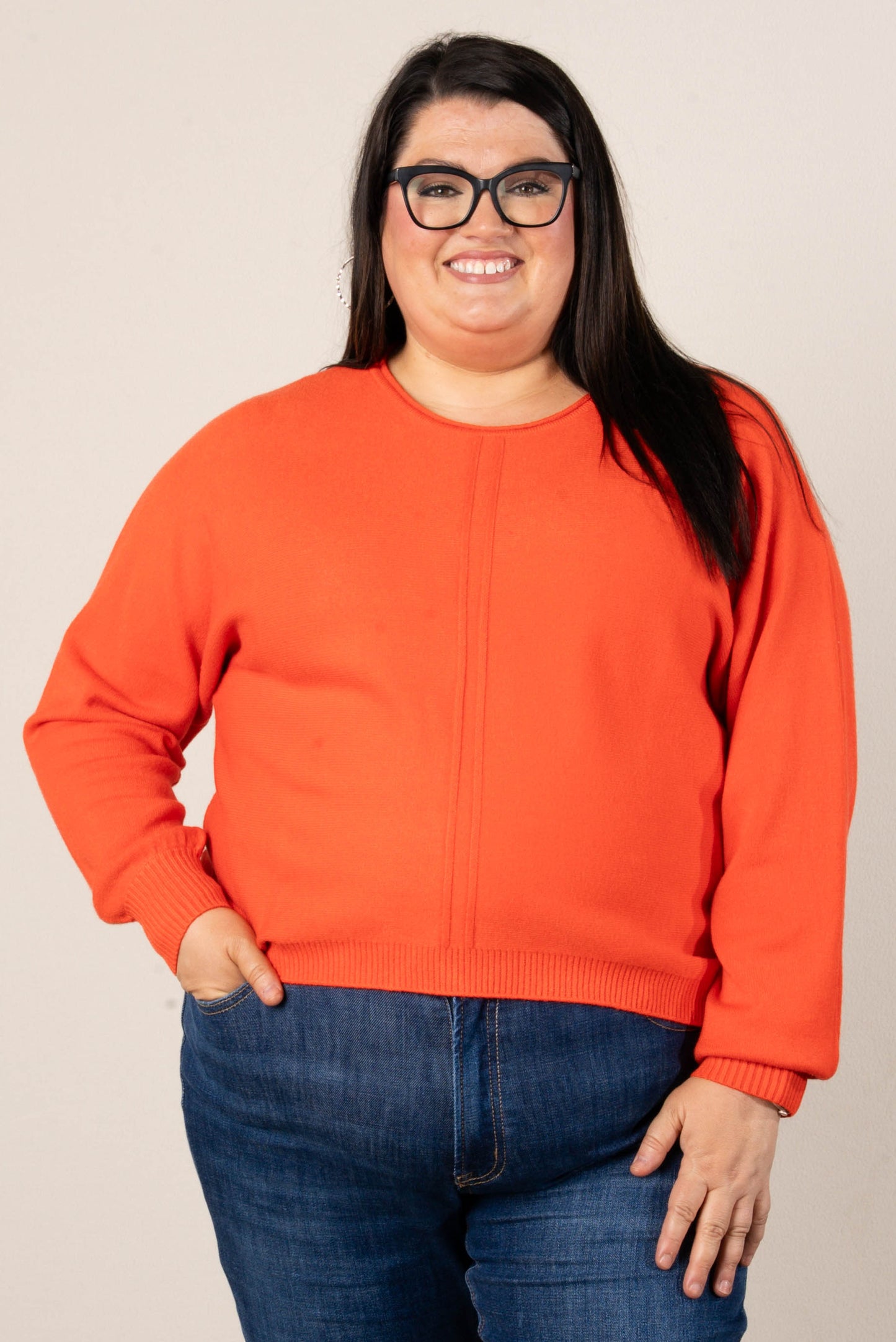 Naomi Front Seamed Hi-Lo Sweater