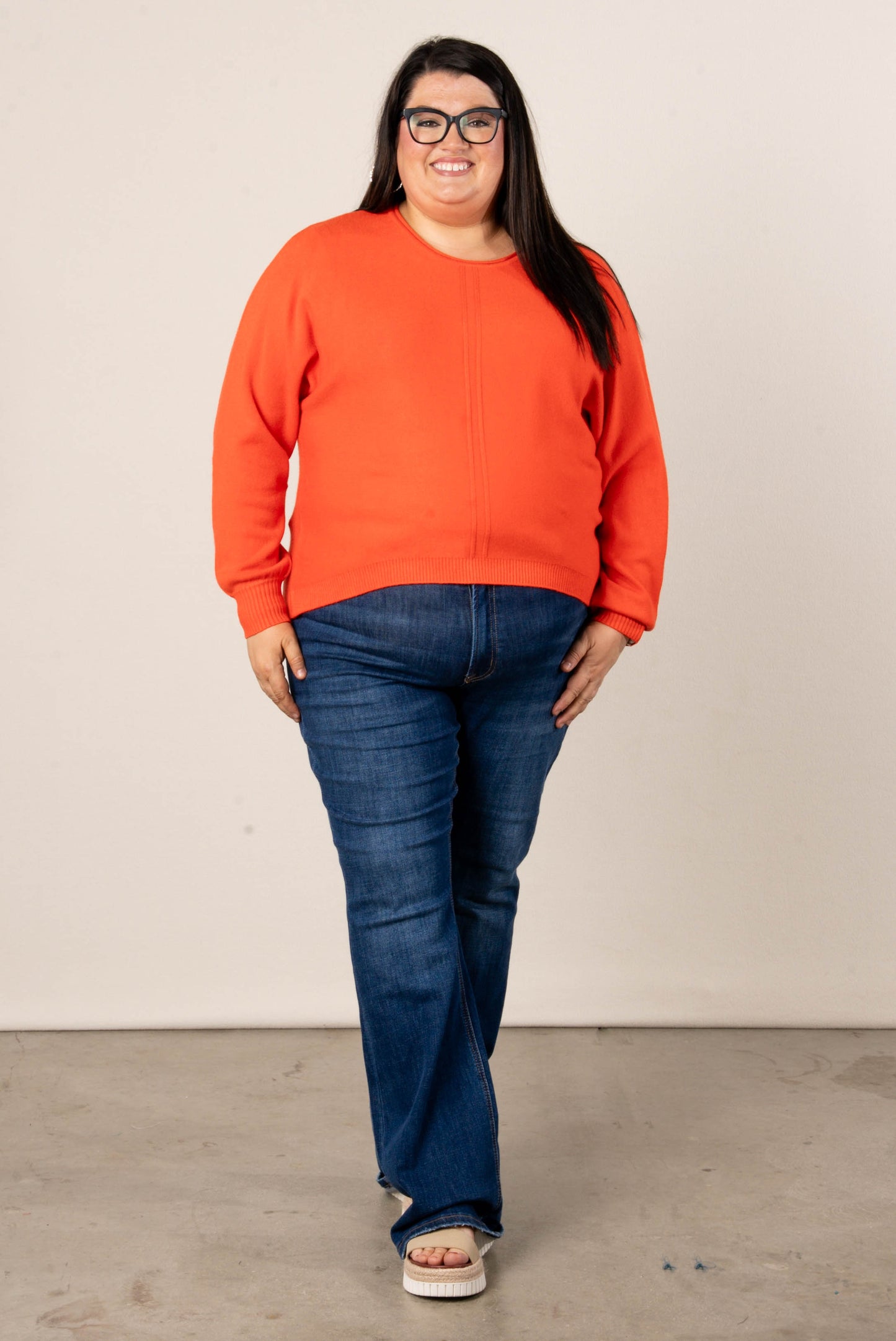 Naomi Front Seamed Hi-Lo Sweater