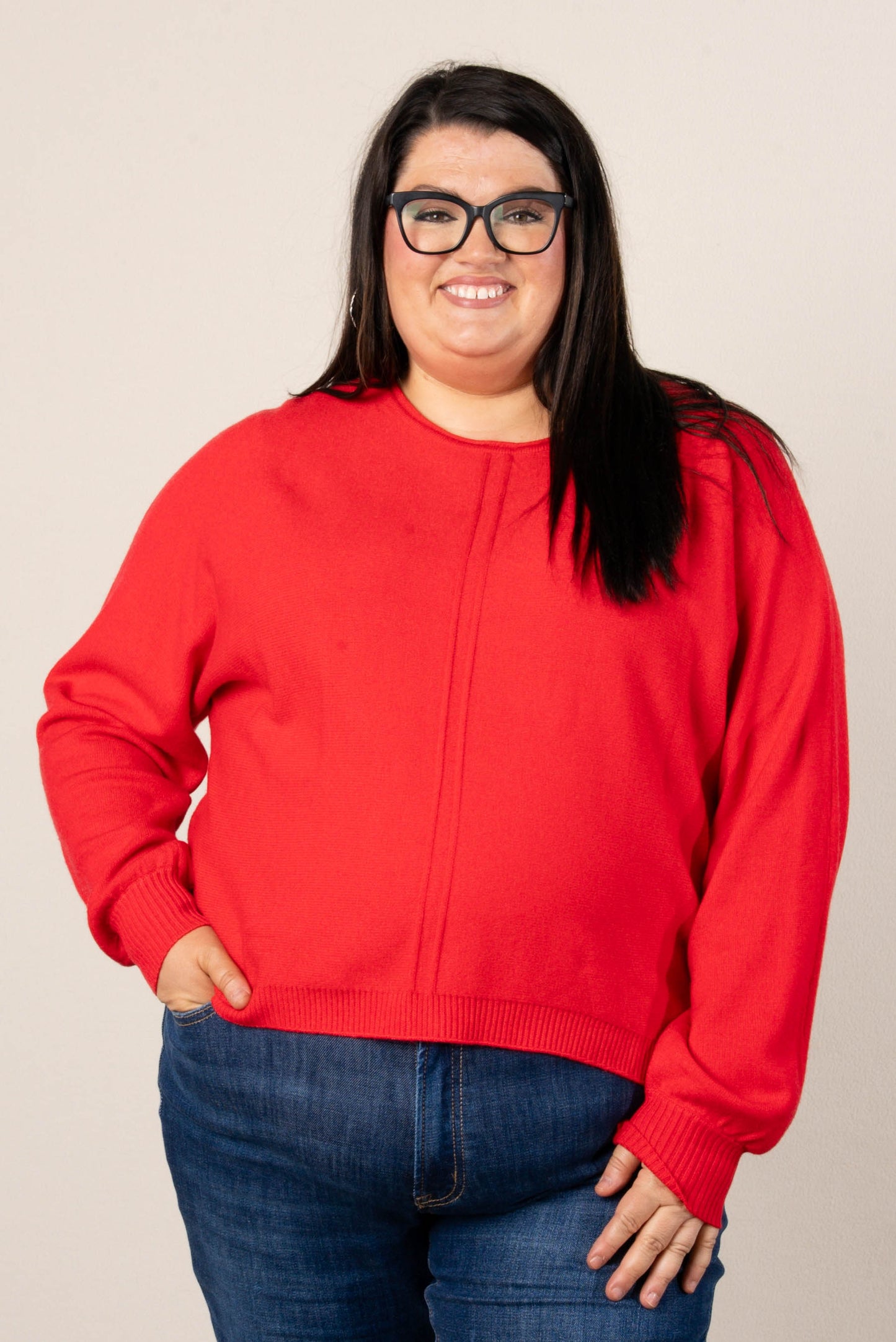 Naomi Front Seamed Hi-Lo Sweater