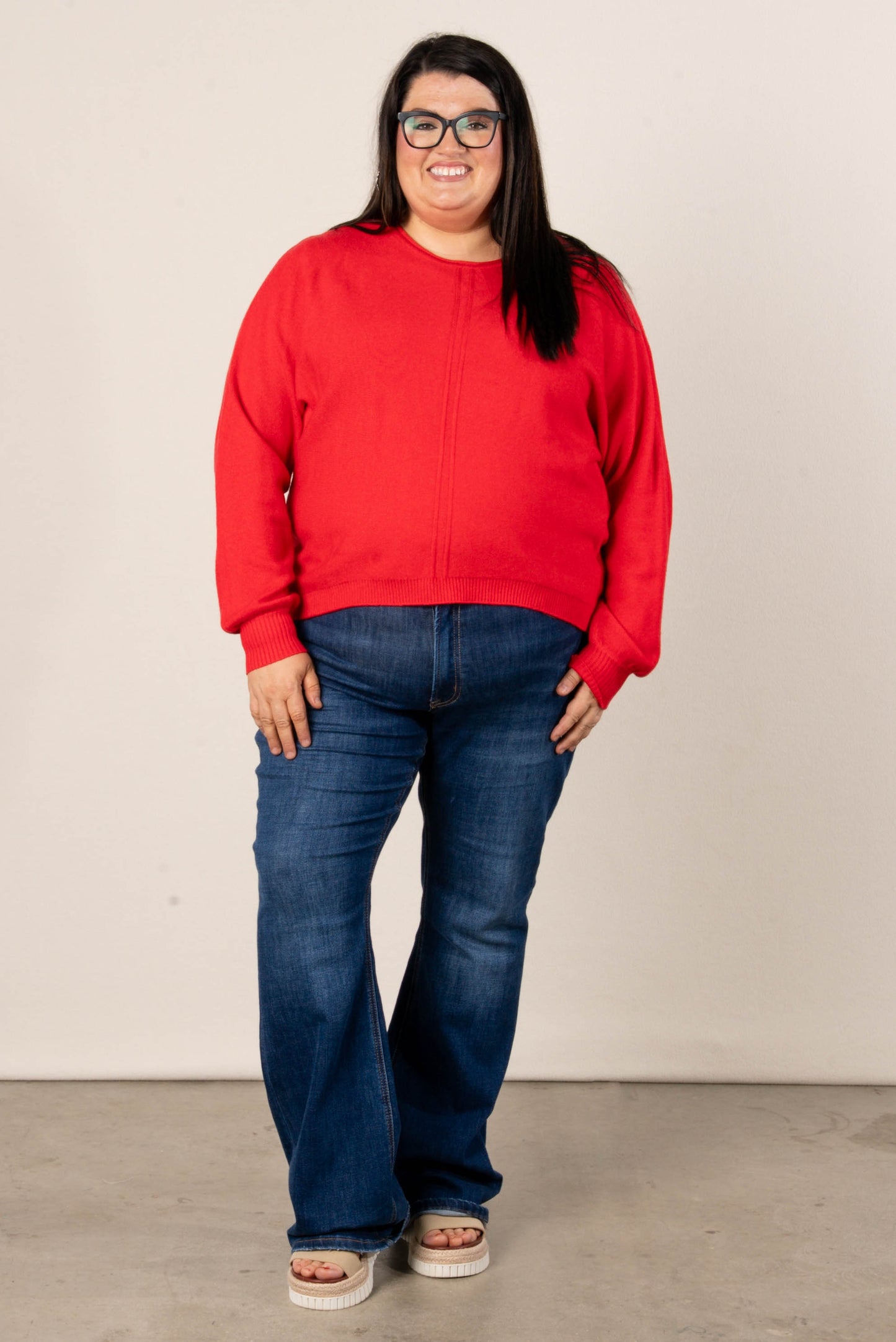 Naomi Front Seamed Hi-Lo Sweater