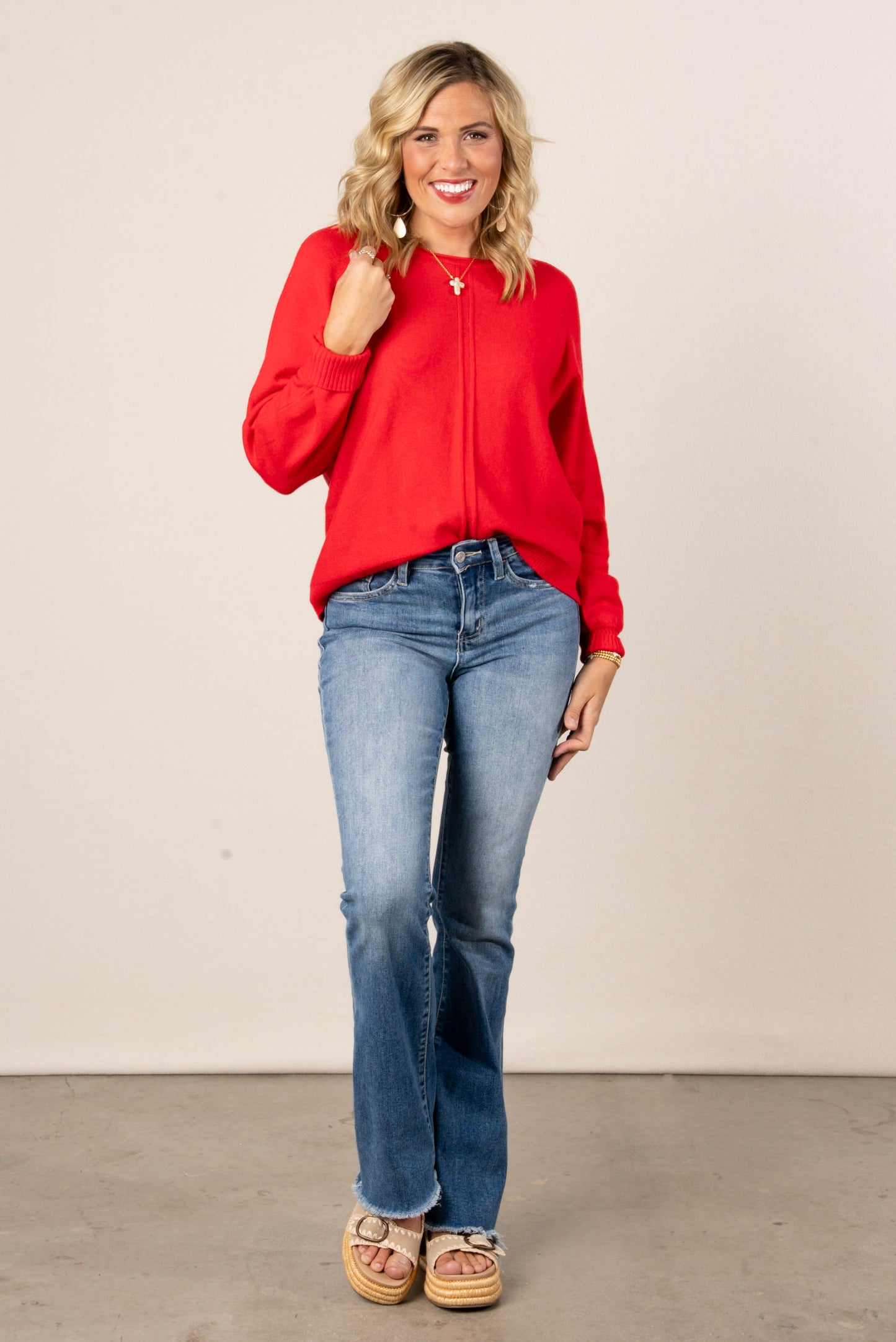 Naomi Front Seamed Hi-Lo Sweater