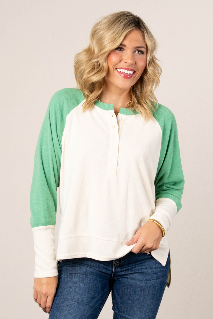 Penelope Color Block Henley Top