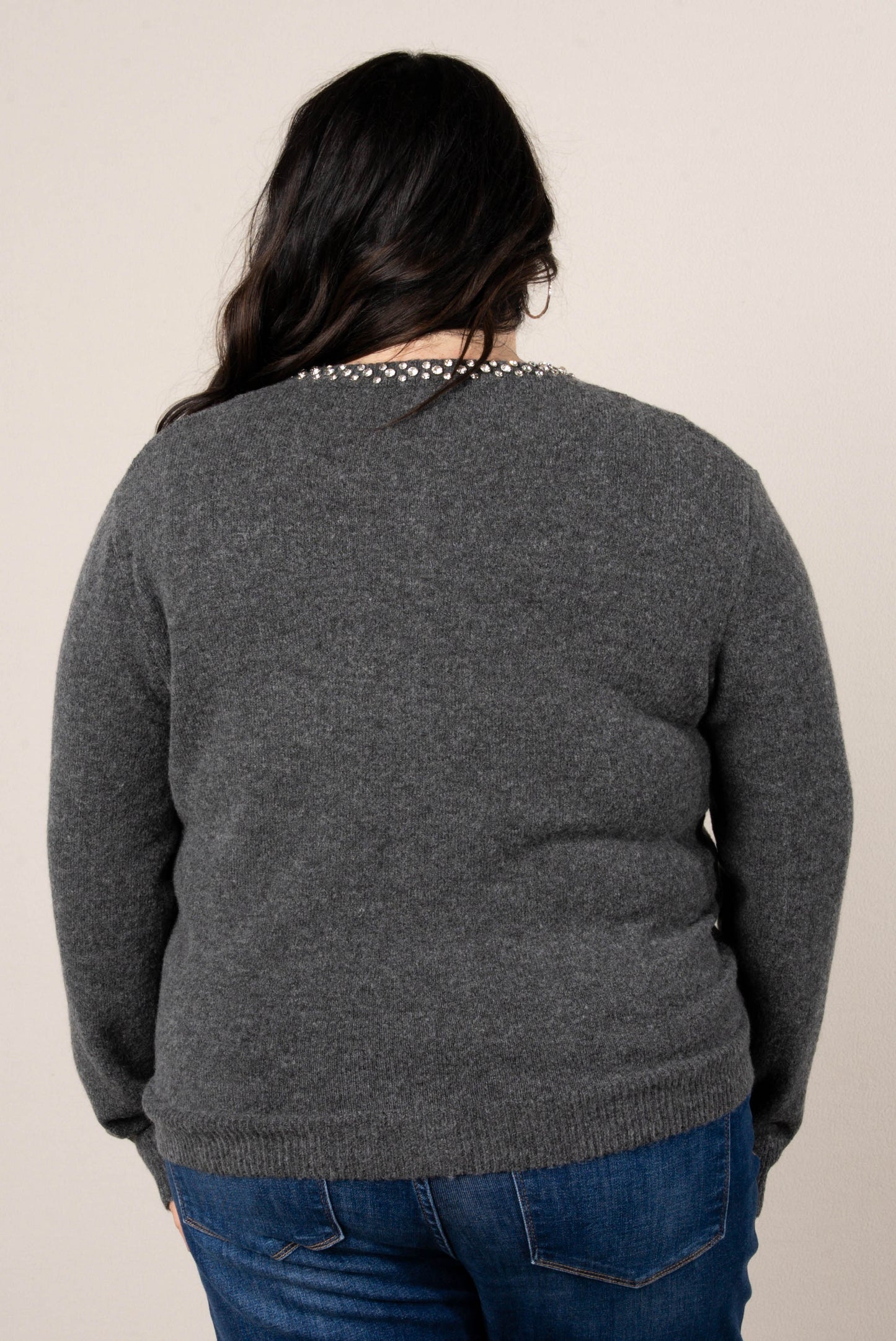 Scarlett Jeweled Neck Sweater Cardigan