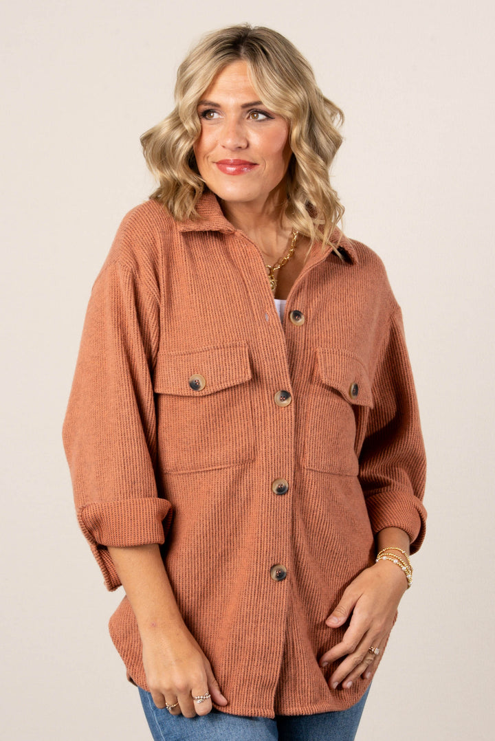 Frannie Brushed Waffle Knit Shacket