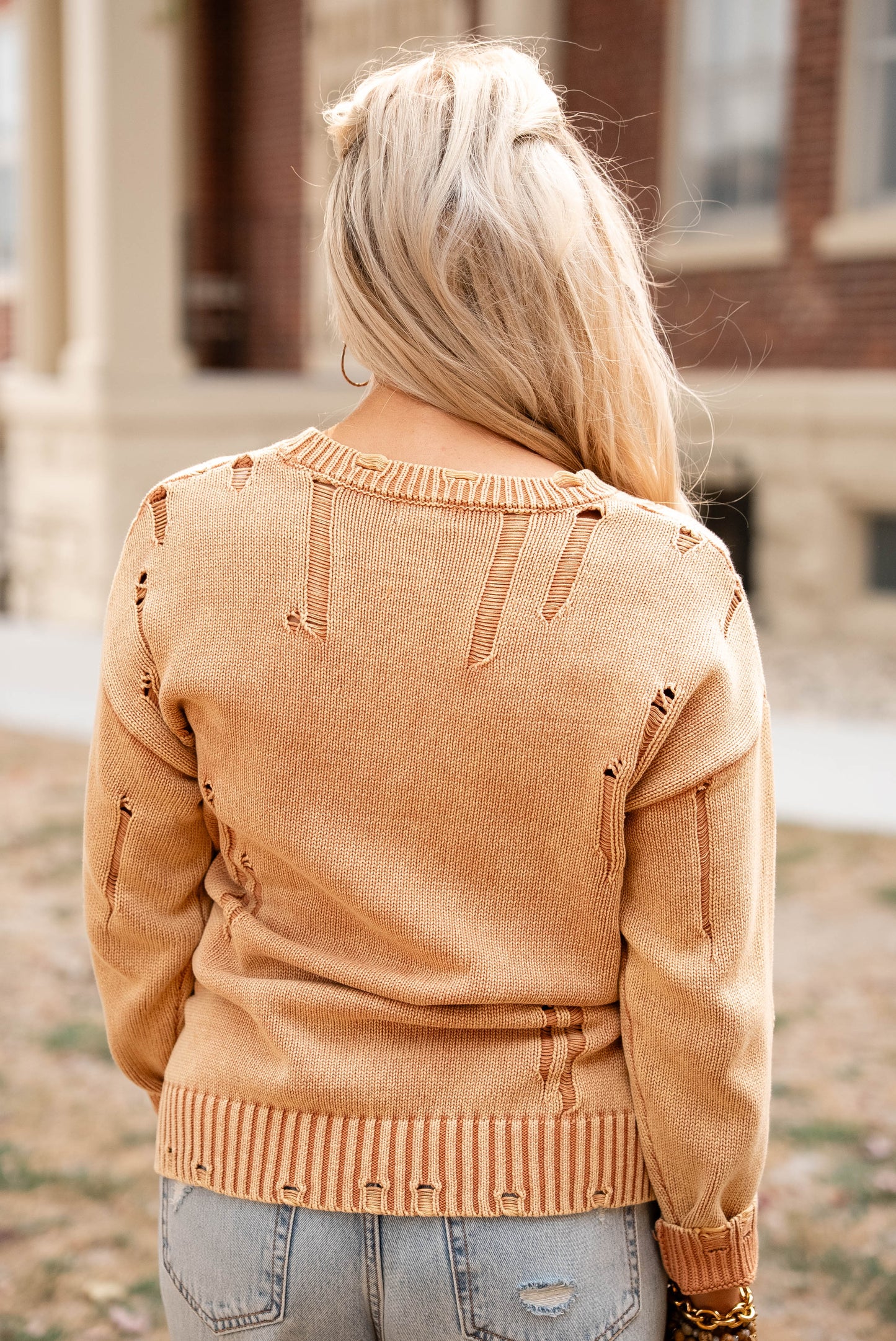 Eliana Mineral Washed Distressed Sweater