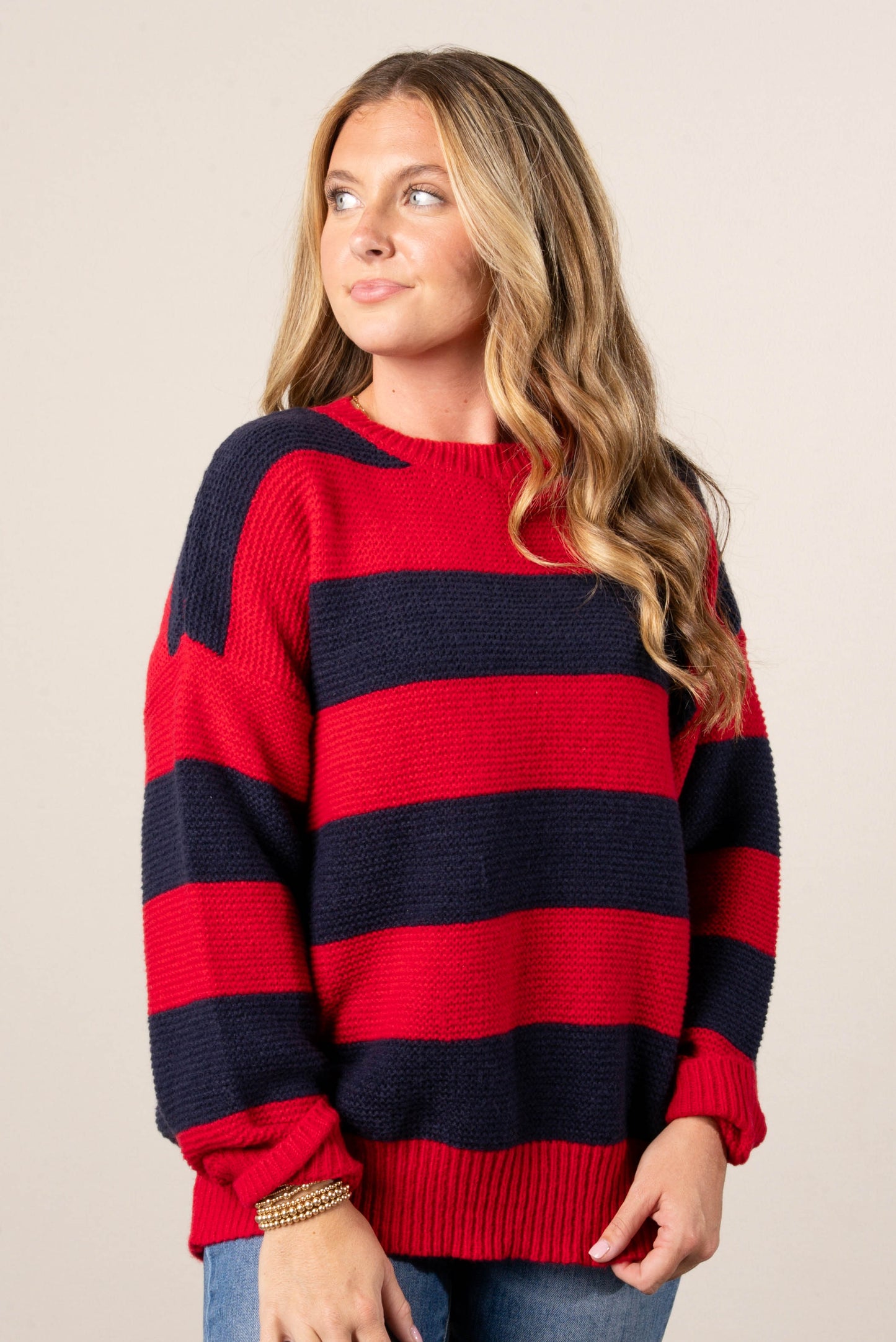 Savannah Striped Drop Shoulder Sweater
