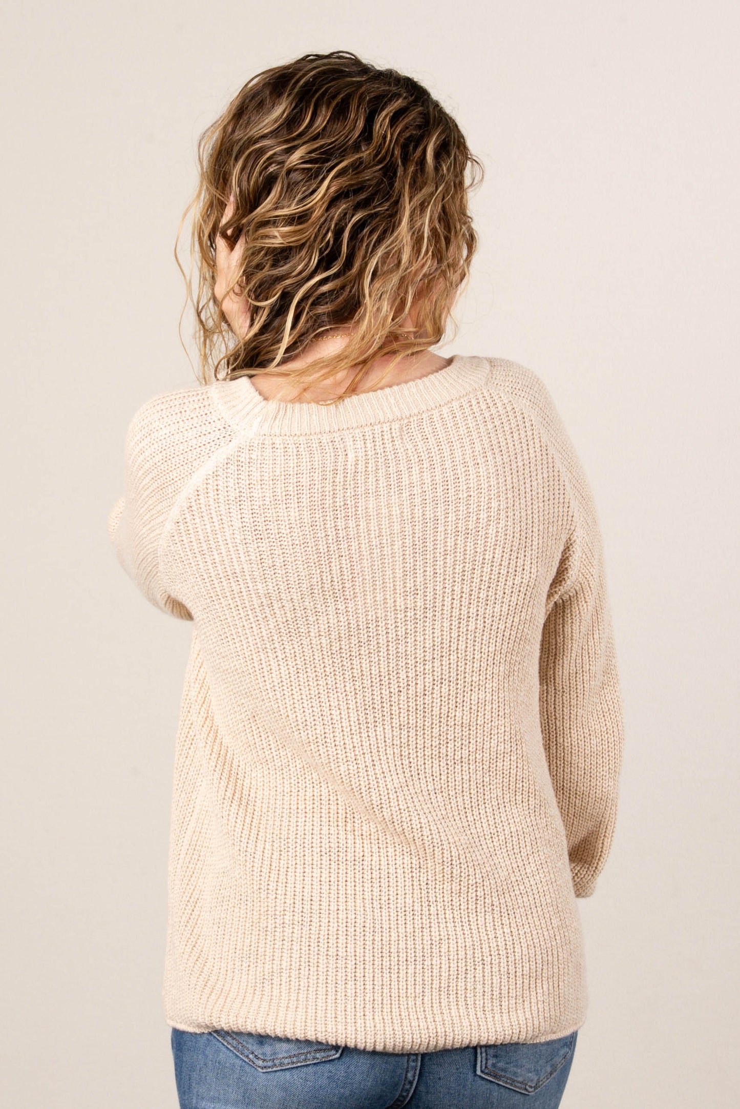 Carrie Marled Knit Raglan Sweater
