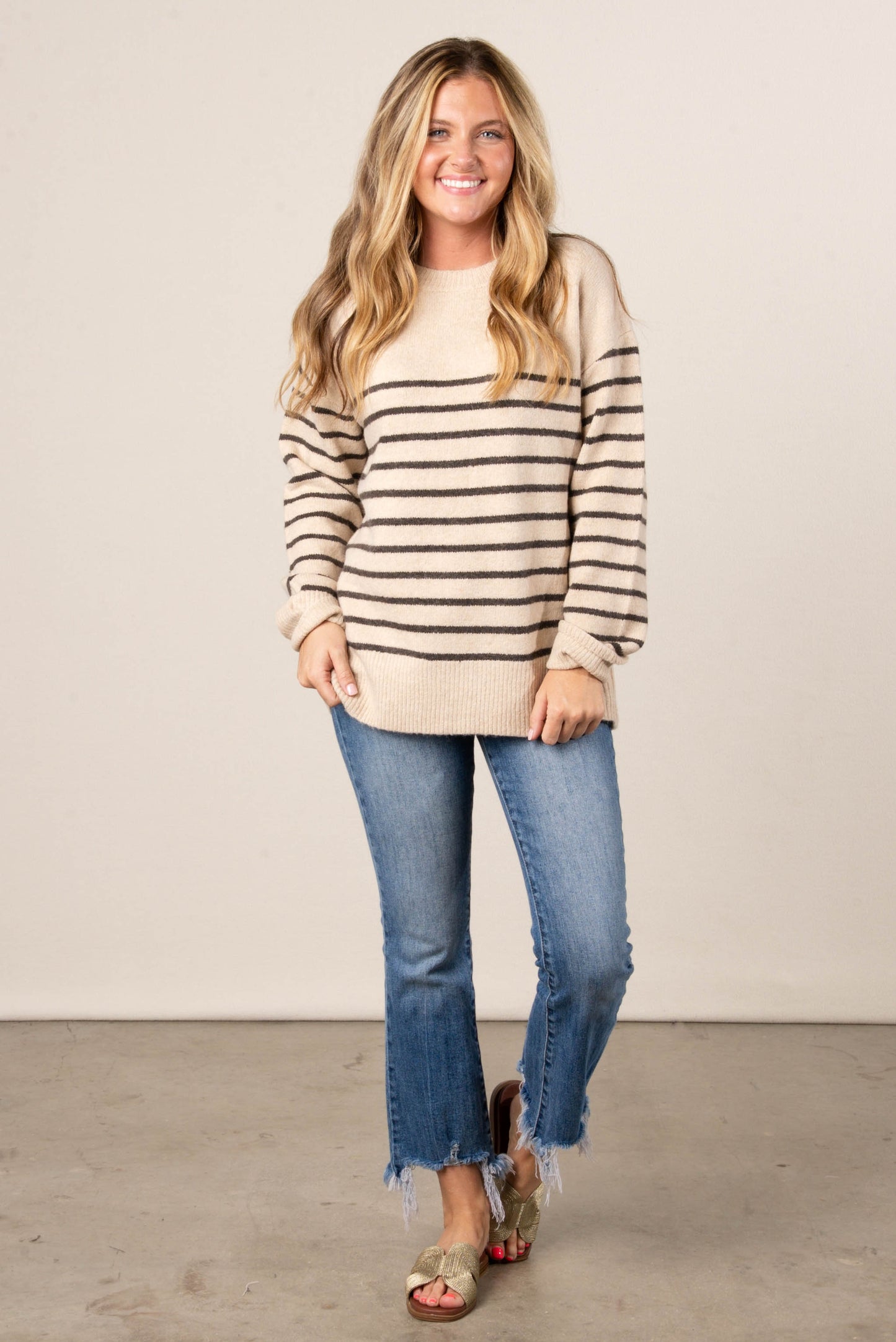 Serena Striped Drop Shoulder Sweater