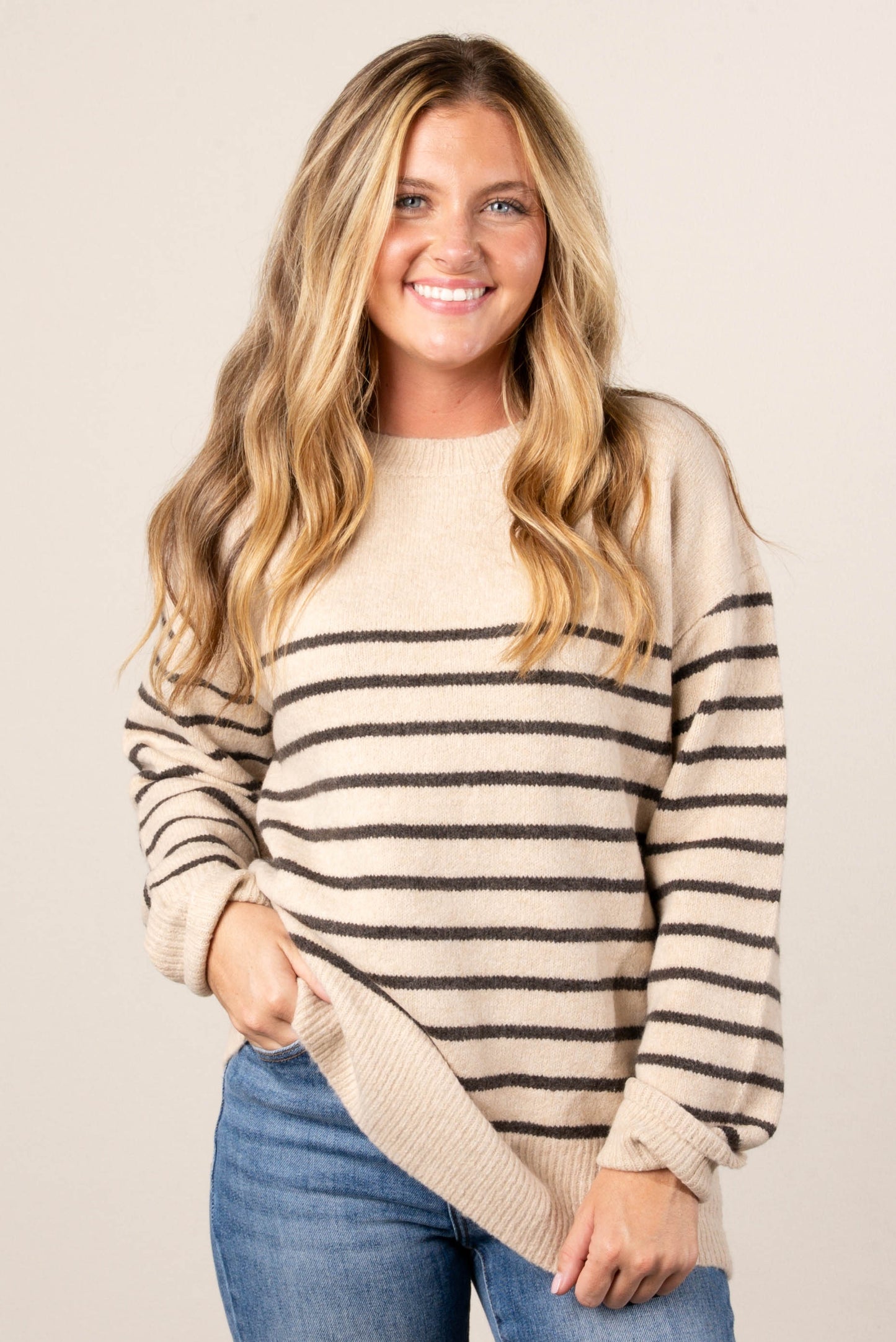 Serena Striped Drop Shoulder Sweater
