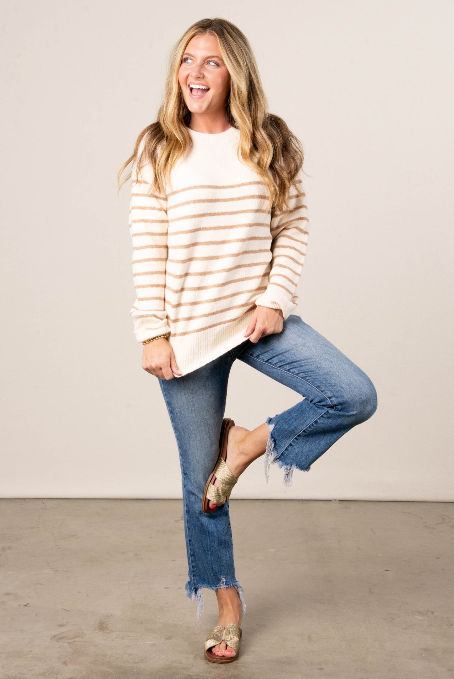 Serena Striped Drop Shoulder Sweater
