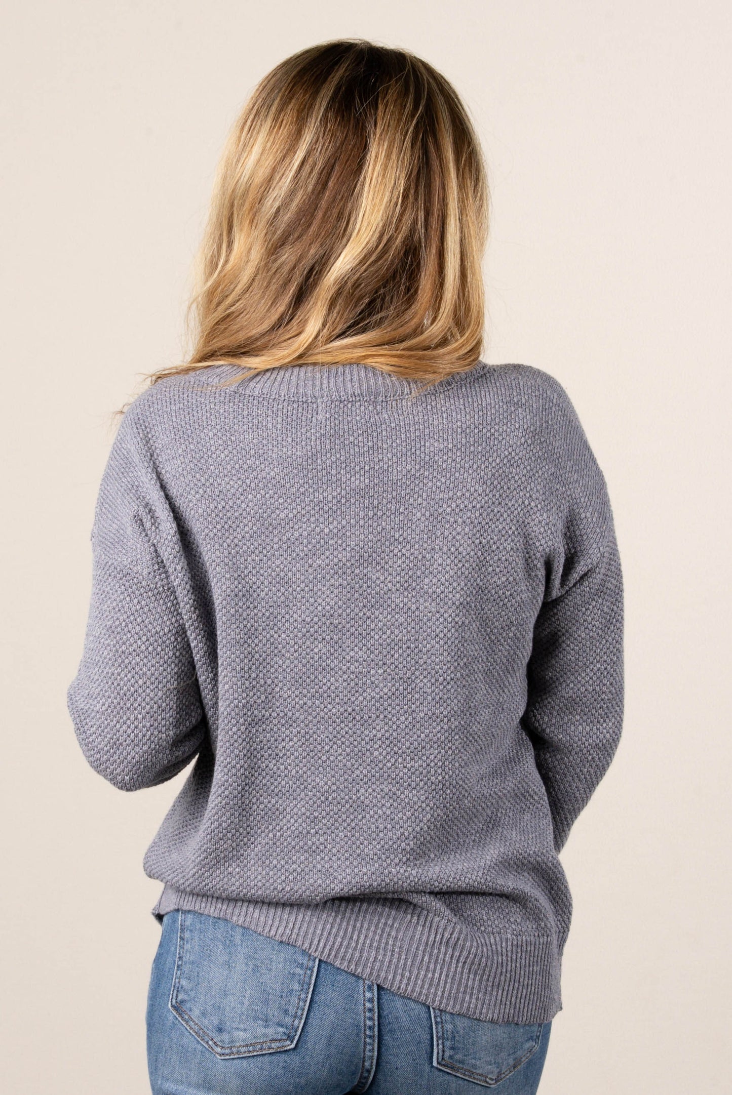 Alexa Textured Knit Drop Shoulder Sweater