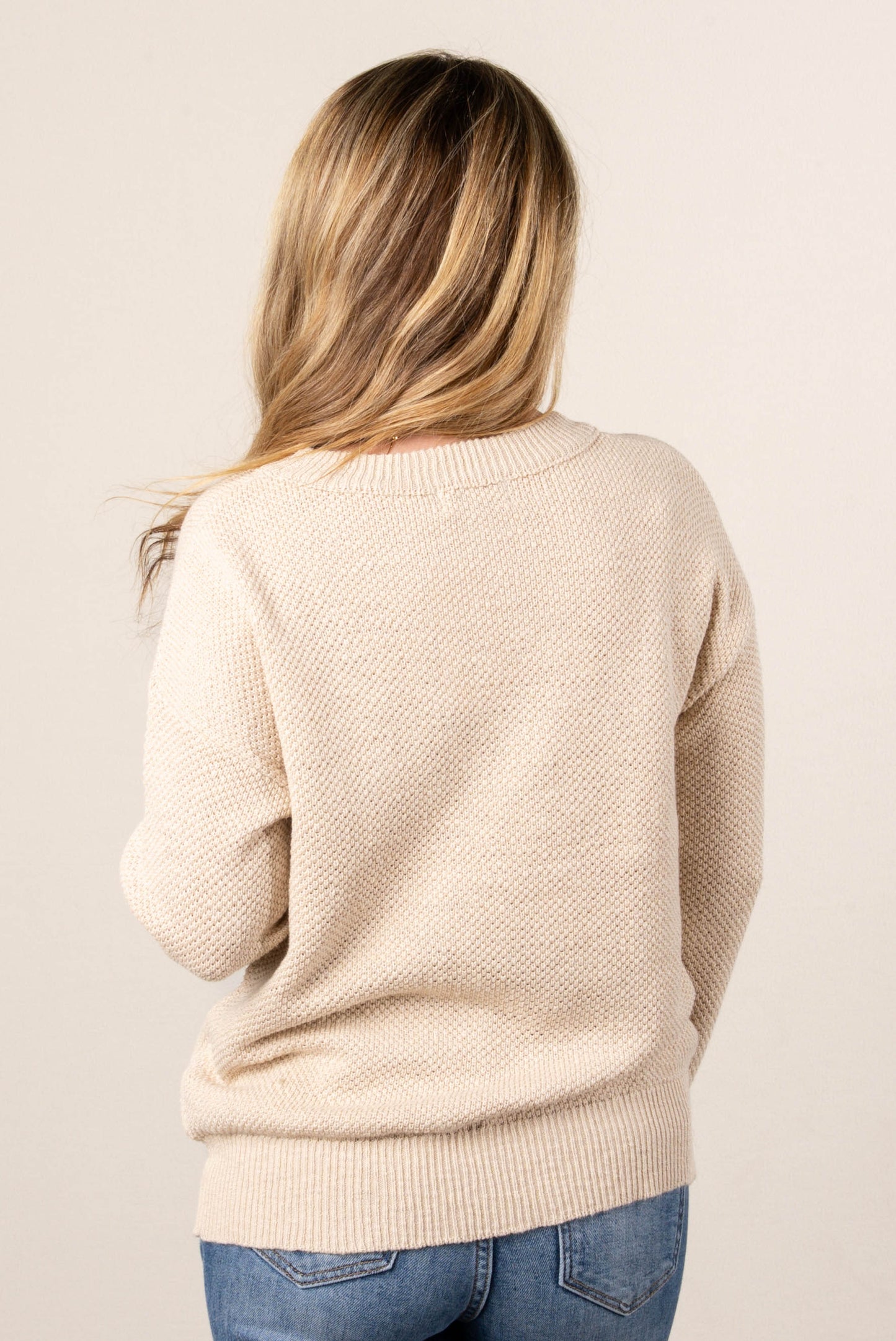 Alexa Textured Knit Drop Shoulder Sweater