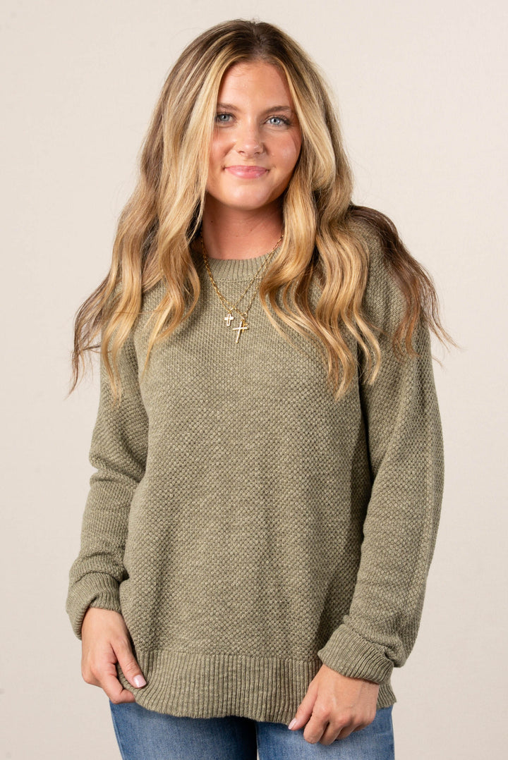 Alexa Textured Knit Drop Shoulder Sweater