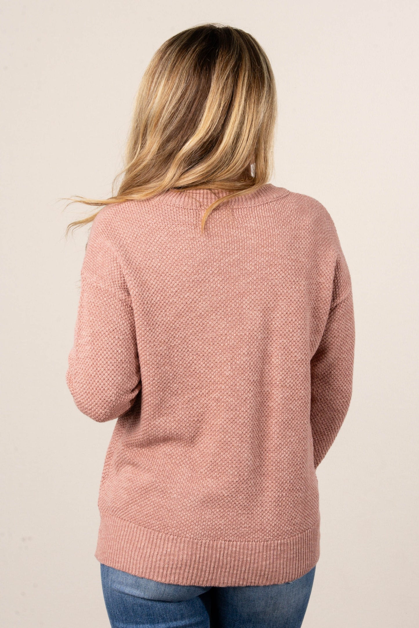 Alexa Textured Knit Drop Shoulder Sweater