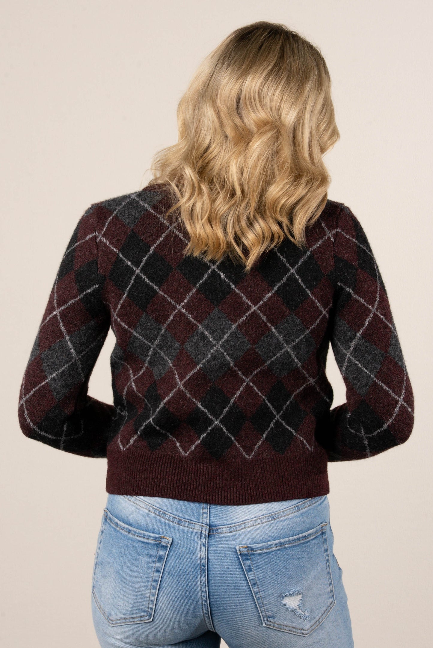 Morgan Argyle Sweater Cardigan
