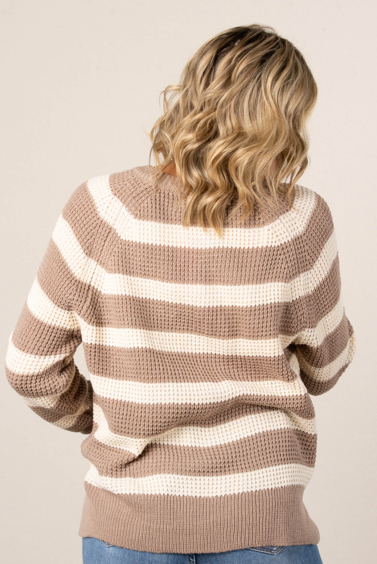 Juniper Waffle Knit Stripe Henley Sweater
