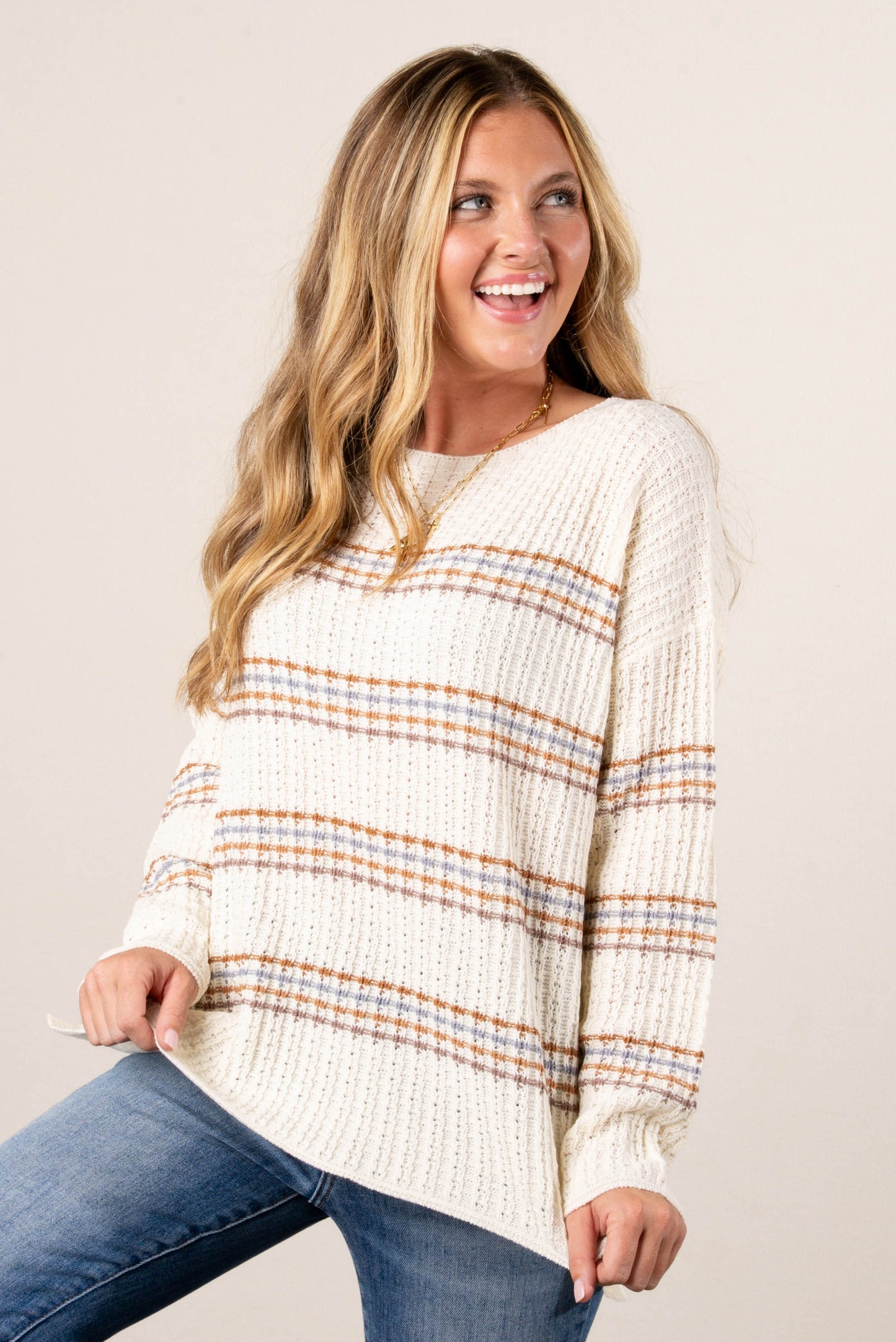Selma Striped Boat Neck Sweater