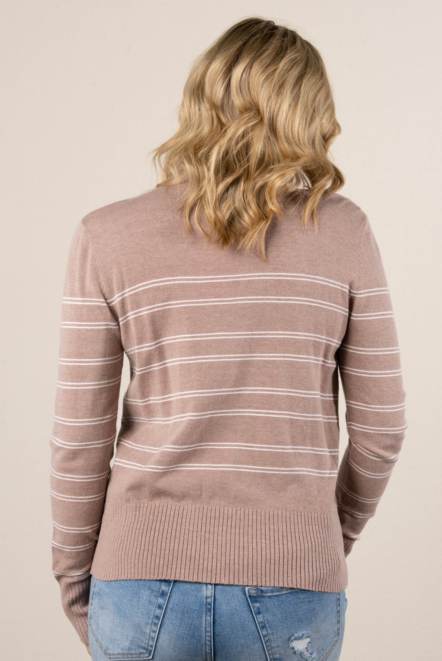 Sylvia Striped Mock Neck Sweater