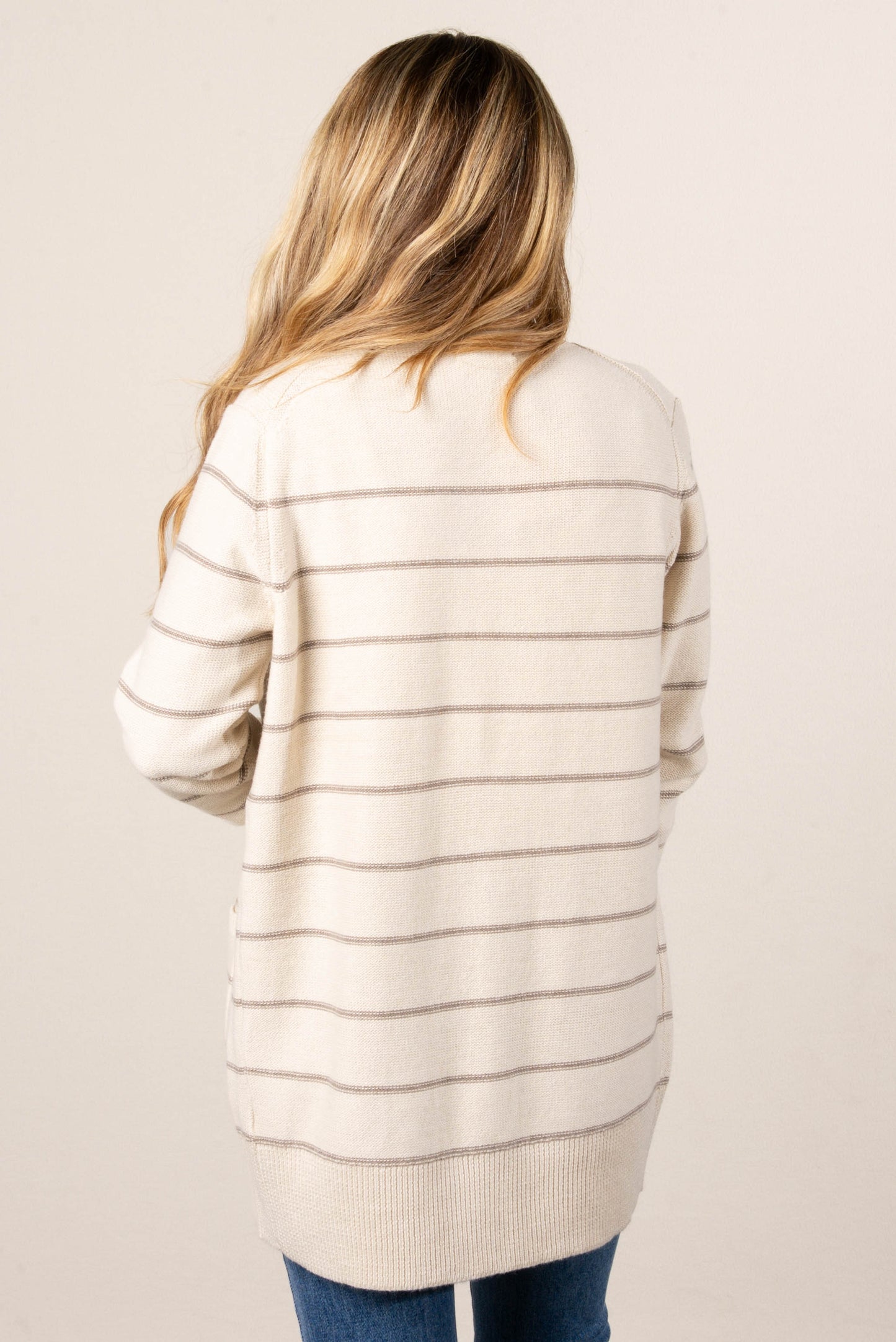 Sylvie Striped Open Front Cardigan
