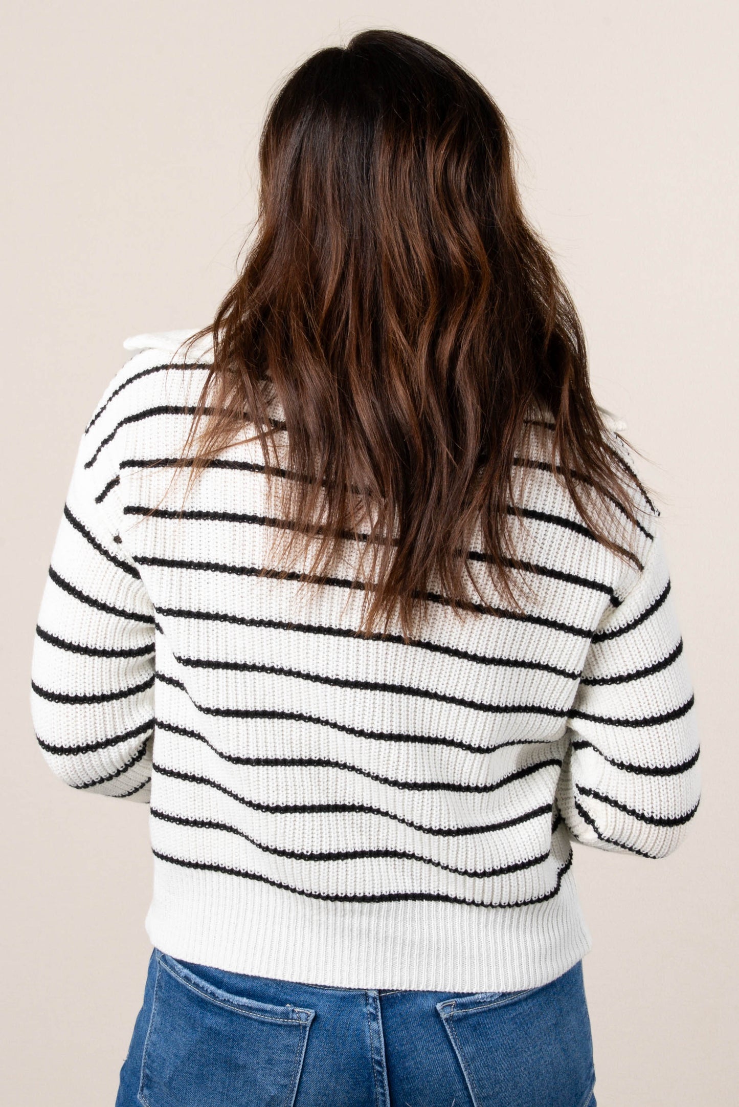 Rowan Striped Half Zip Collared Sweater