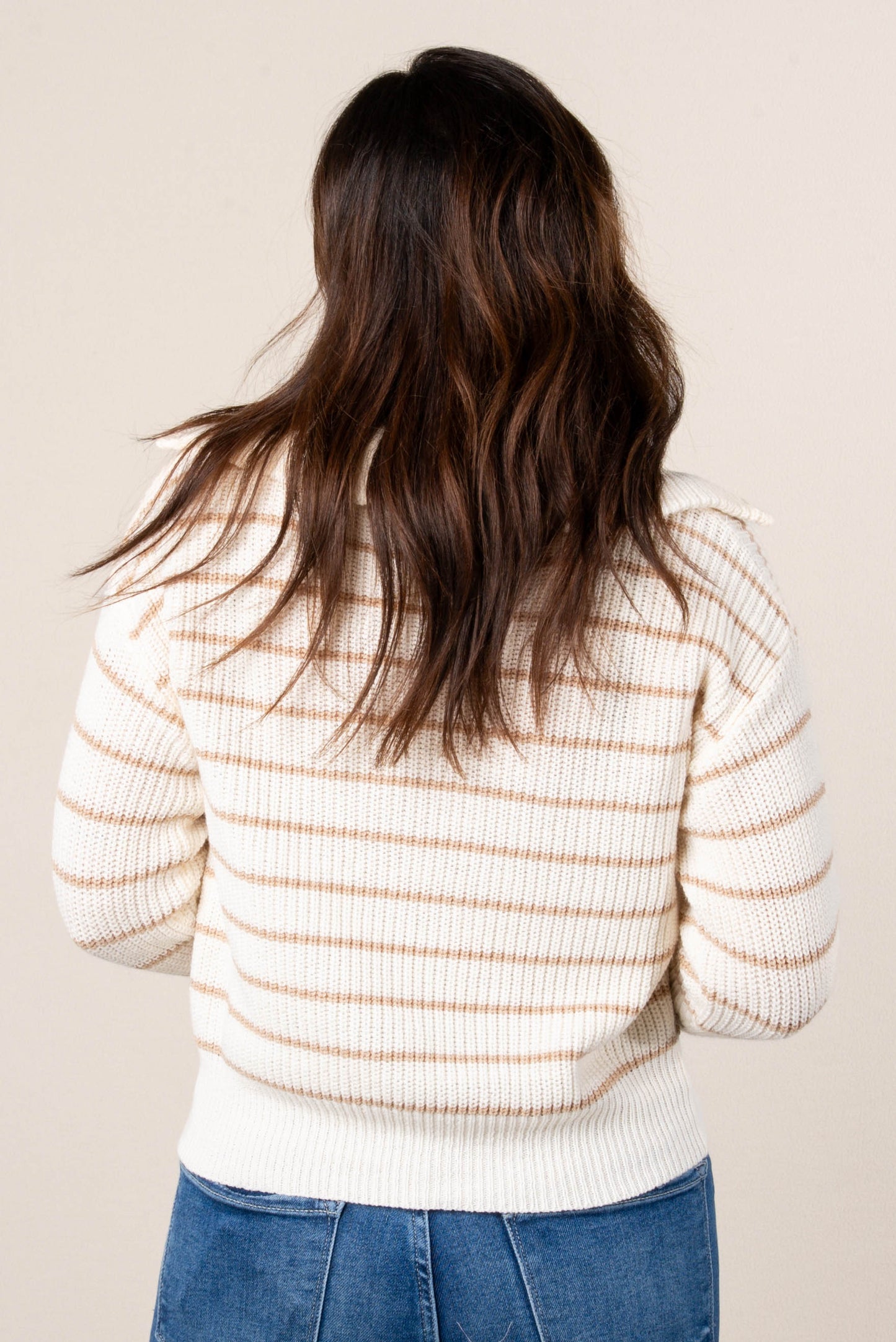 Rowan Striped Half Zip Collared Sweater