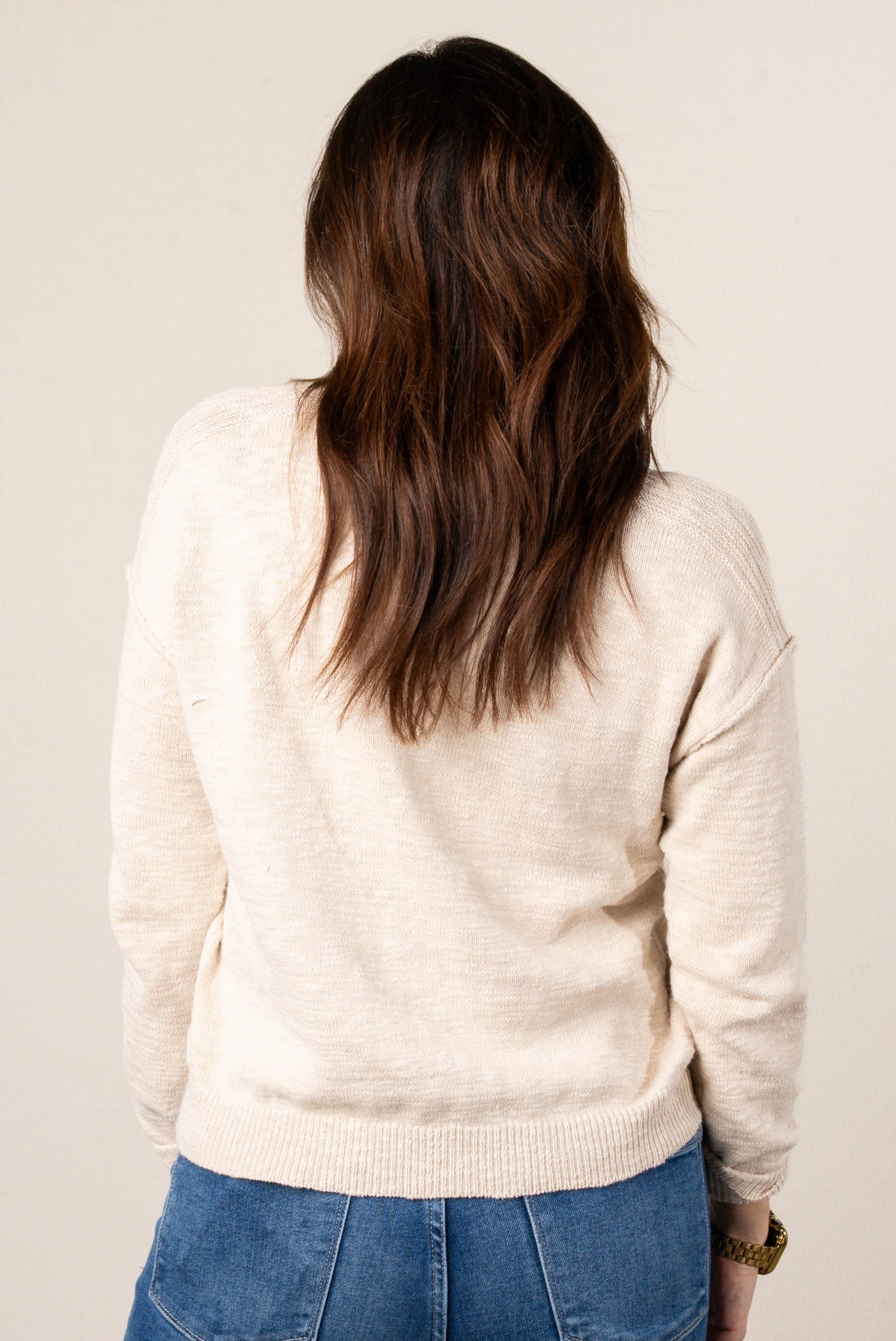Hayley Slub Knit Split Neck Sweater