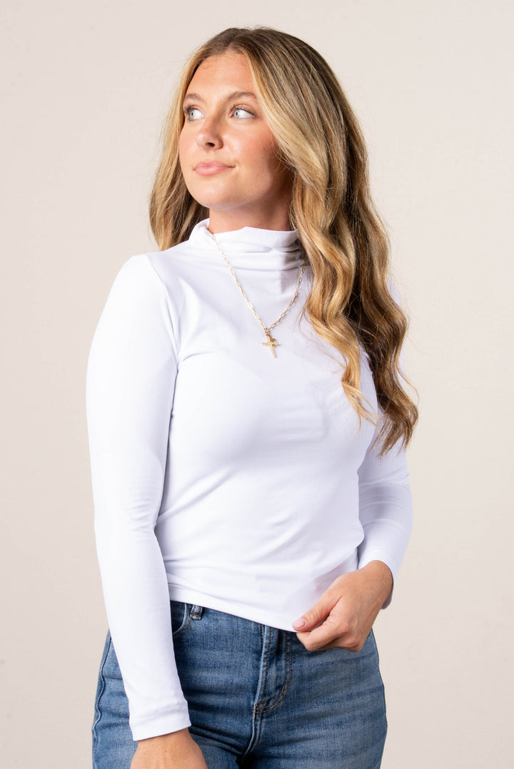 Brandy Essential Seamless Mock Neck Top