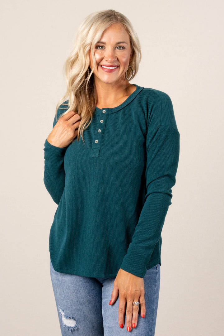 Cora Ribbed Henley Top