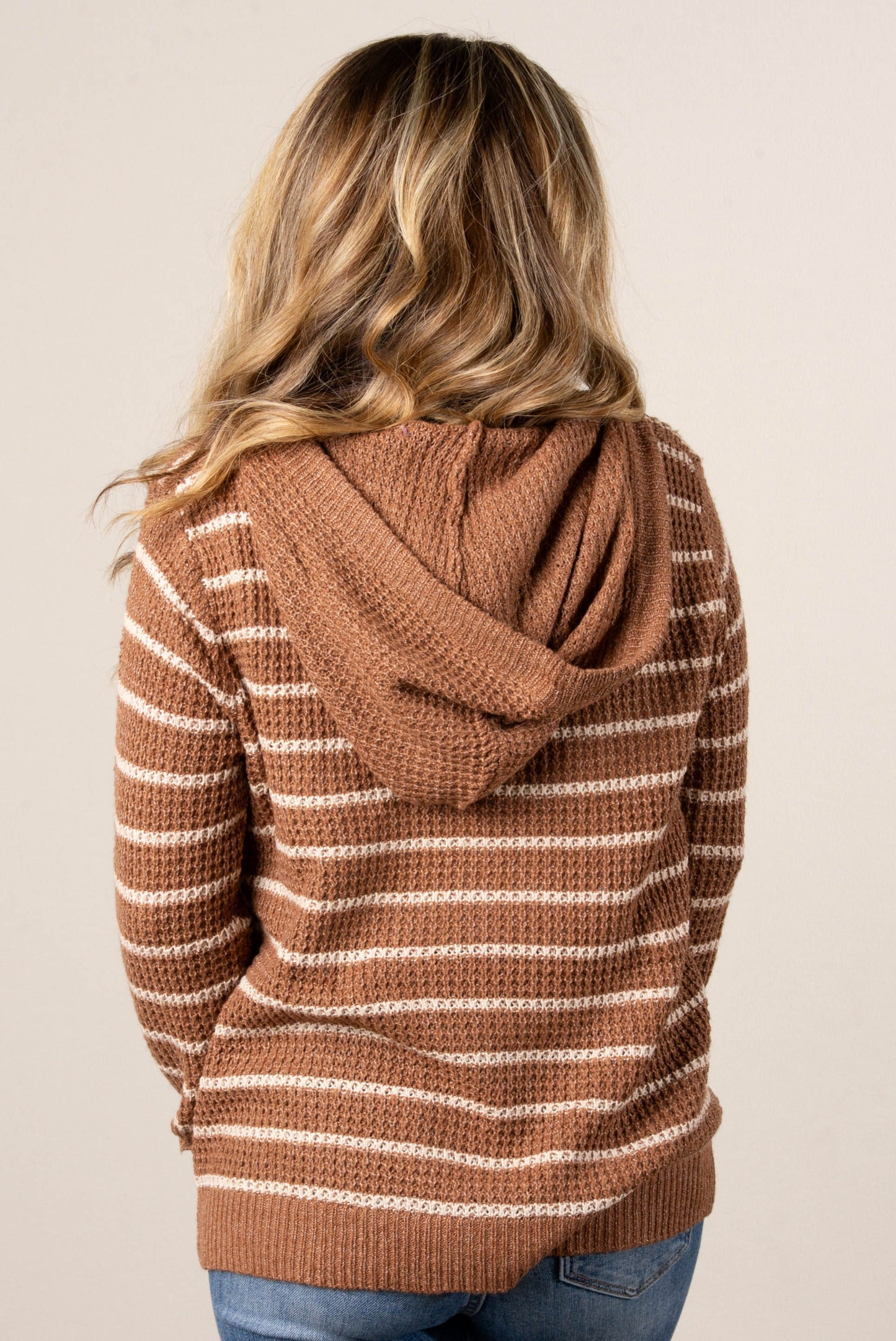 Halle Striped Hooded Henley Sweater