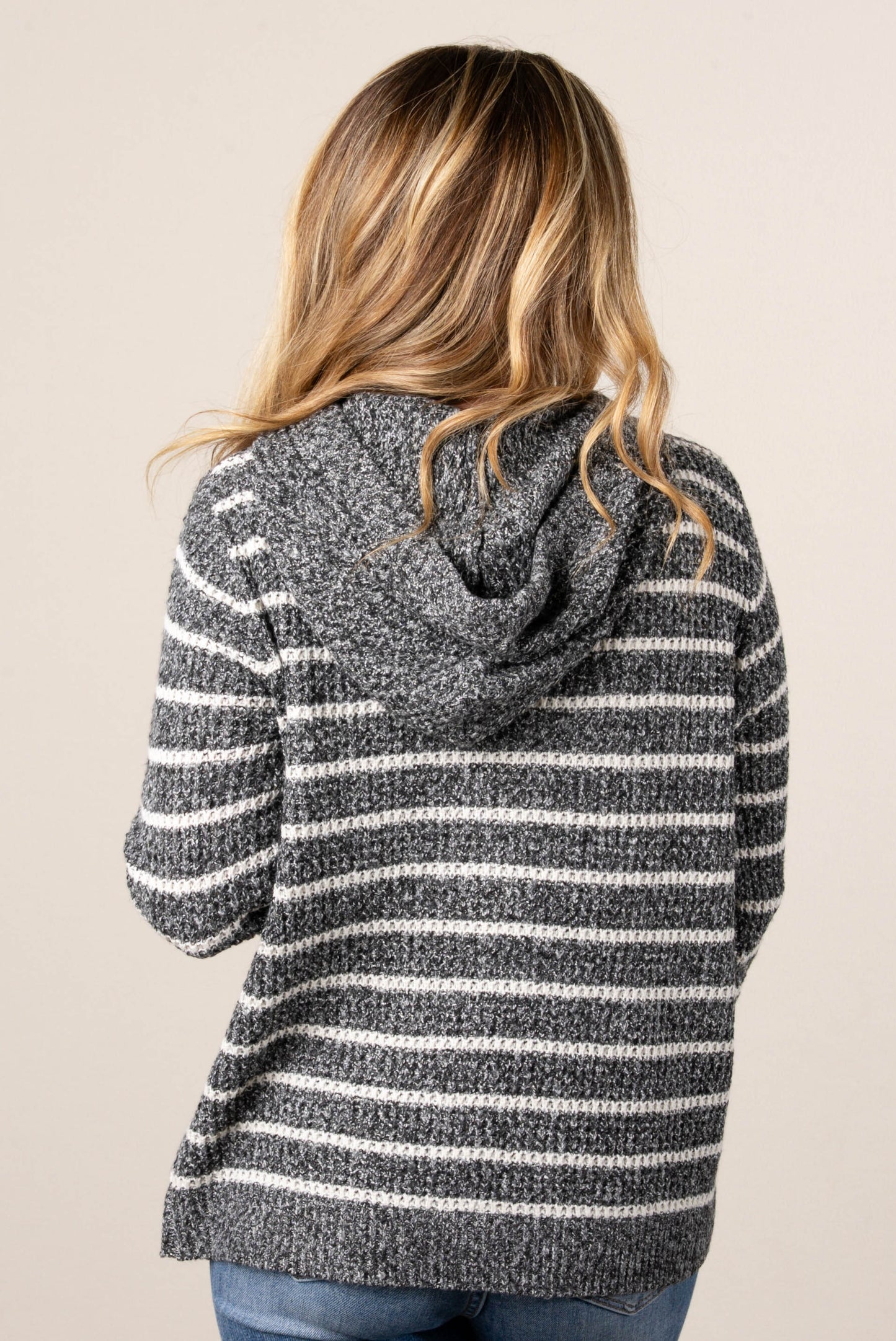 Halle Striped Hooded Henley Sweater