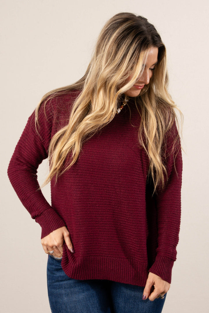 Julia Rib Knit Drop Shoulder Sweater