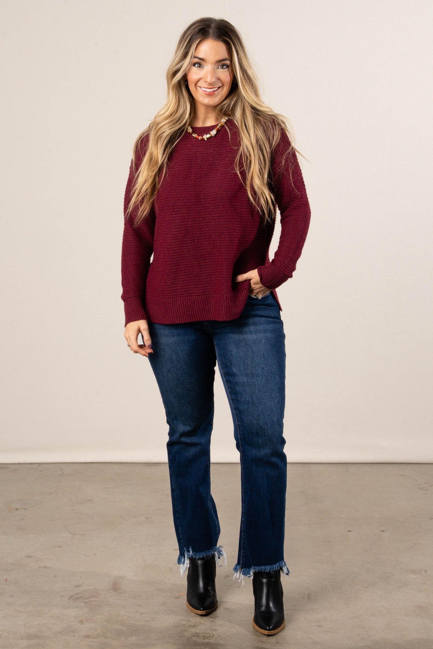 Julia Rib Knit Drop Shoulder Sweater