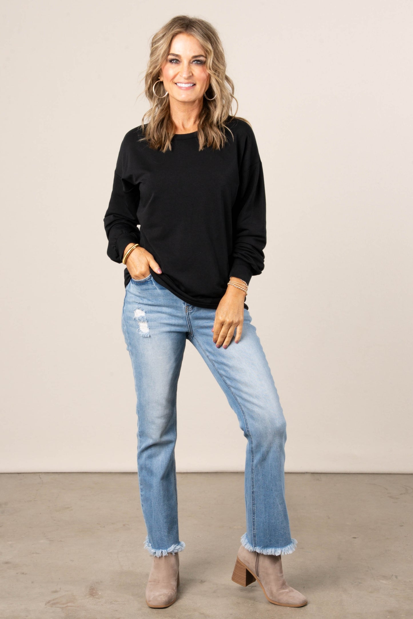 Remi French Terry Drop Shoulder Top
