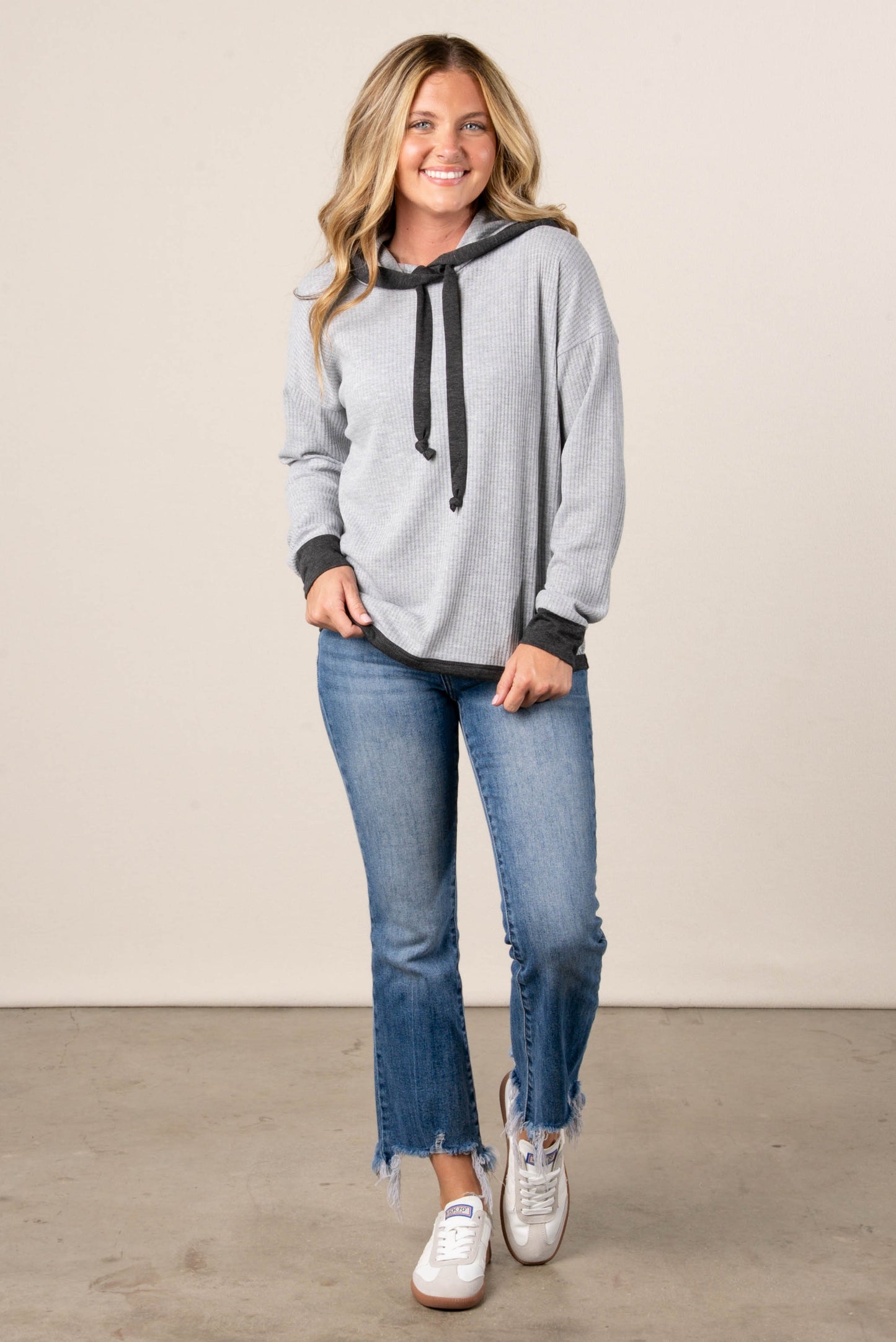Aubree Contrast Trim Hooded Top