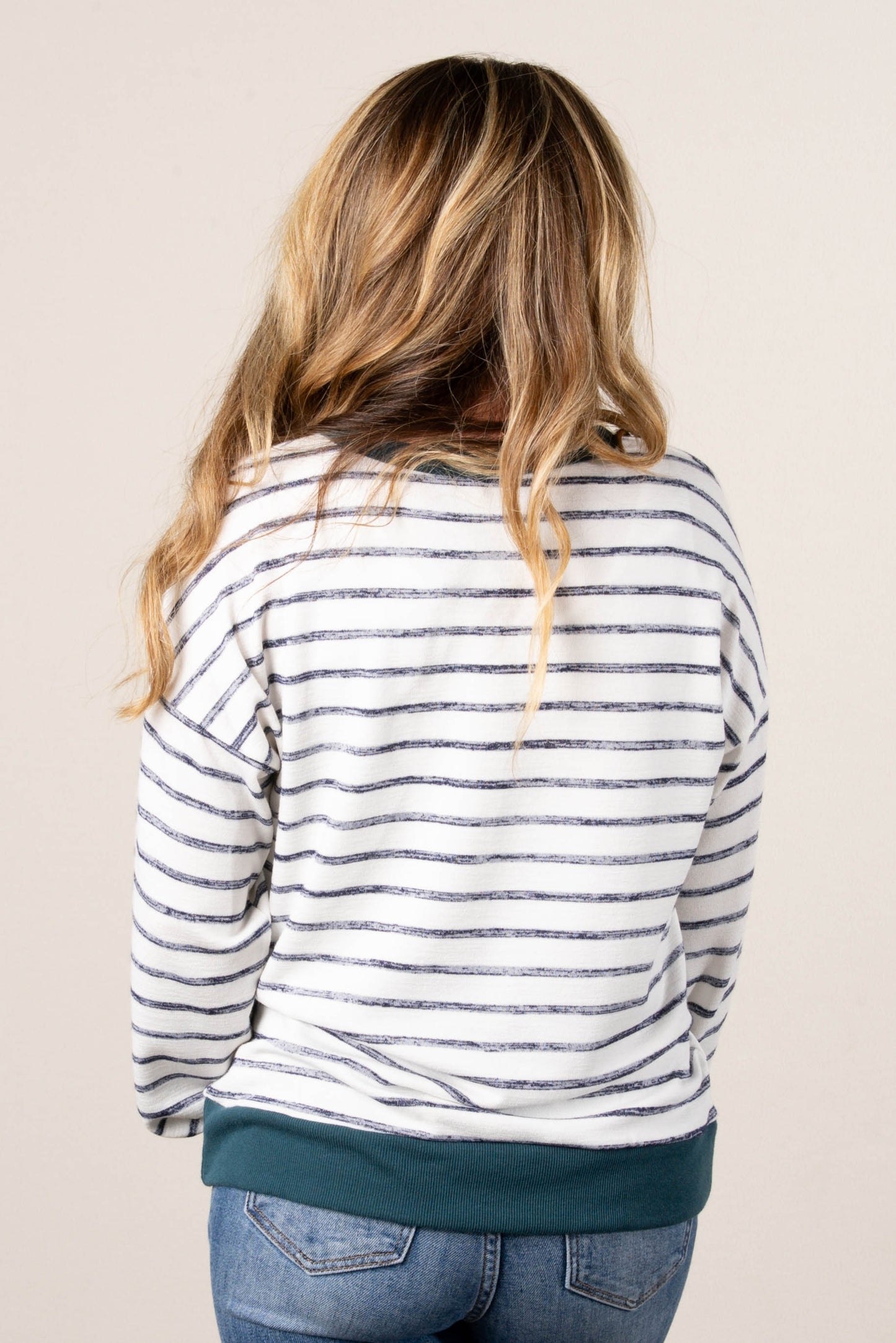 Preslee Striped Solid Trim Top