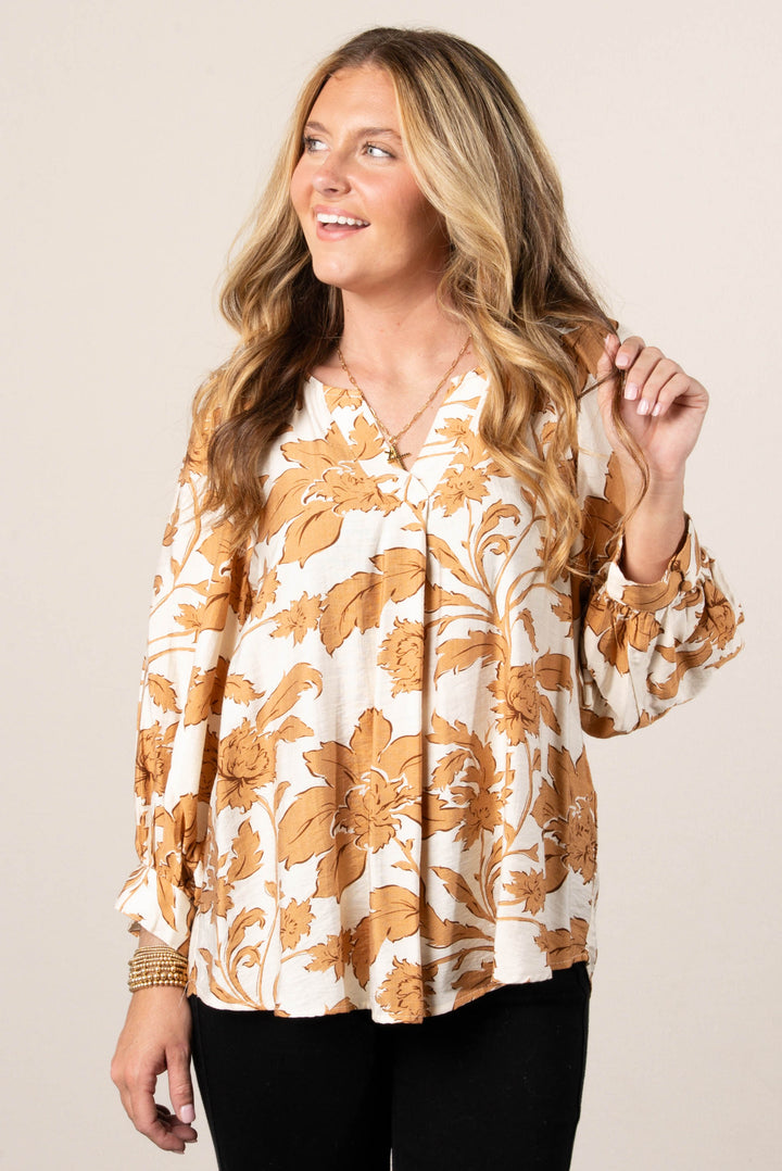 Katherine Floral Split Neck Blouse