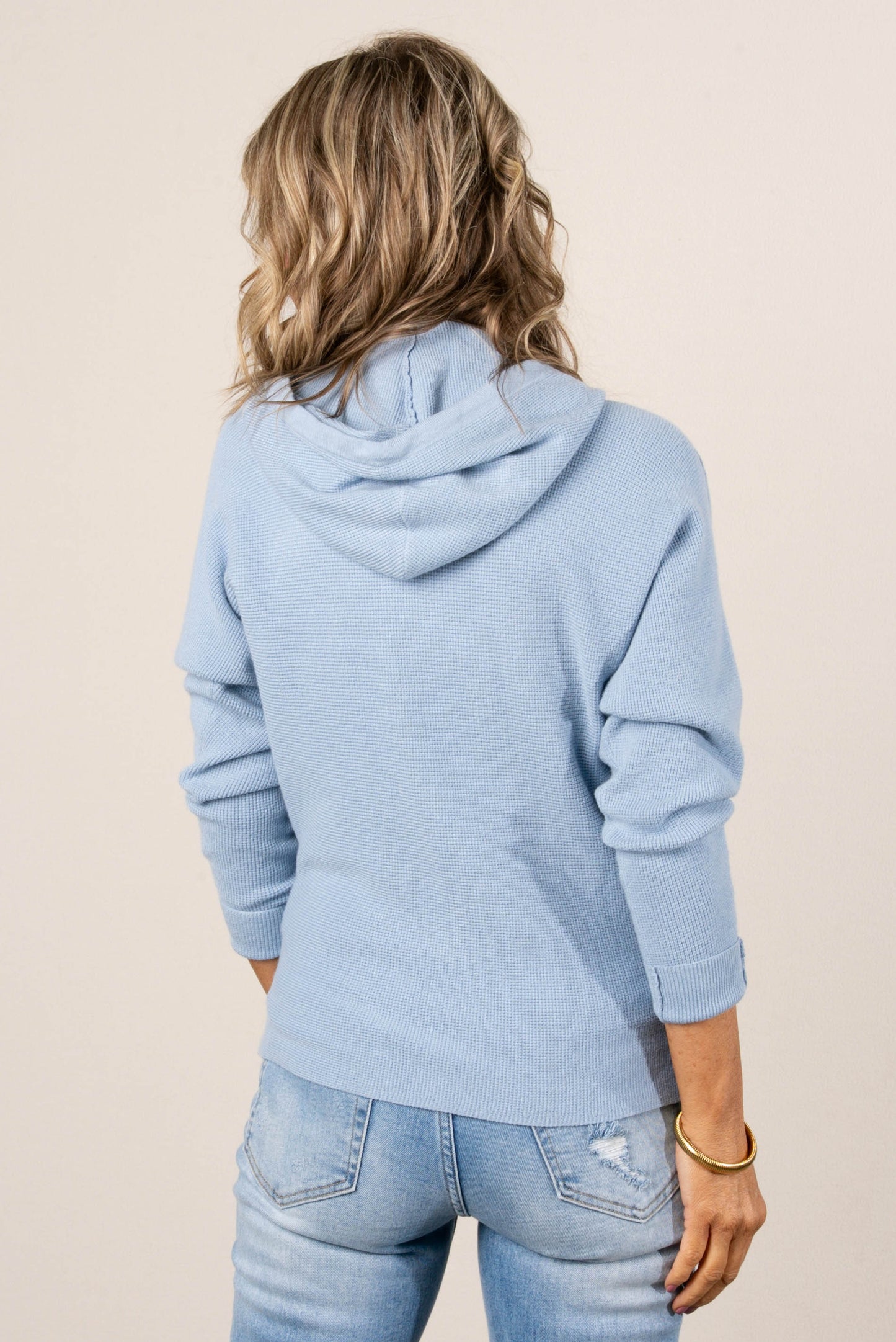 Phoebe Waffle Knit Hooded Top