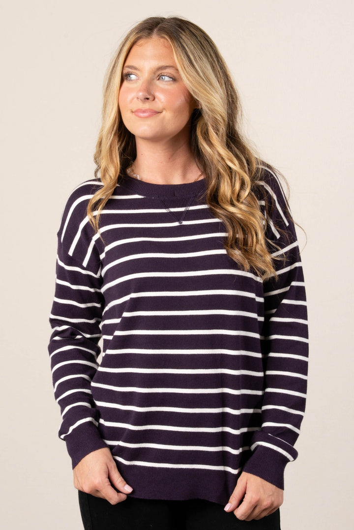 Molly Striped Top Stitch Sweater