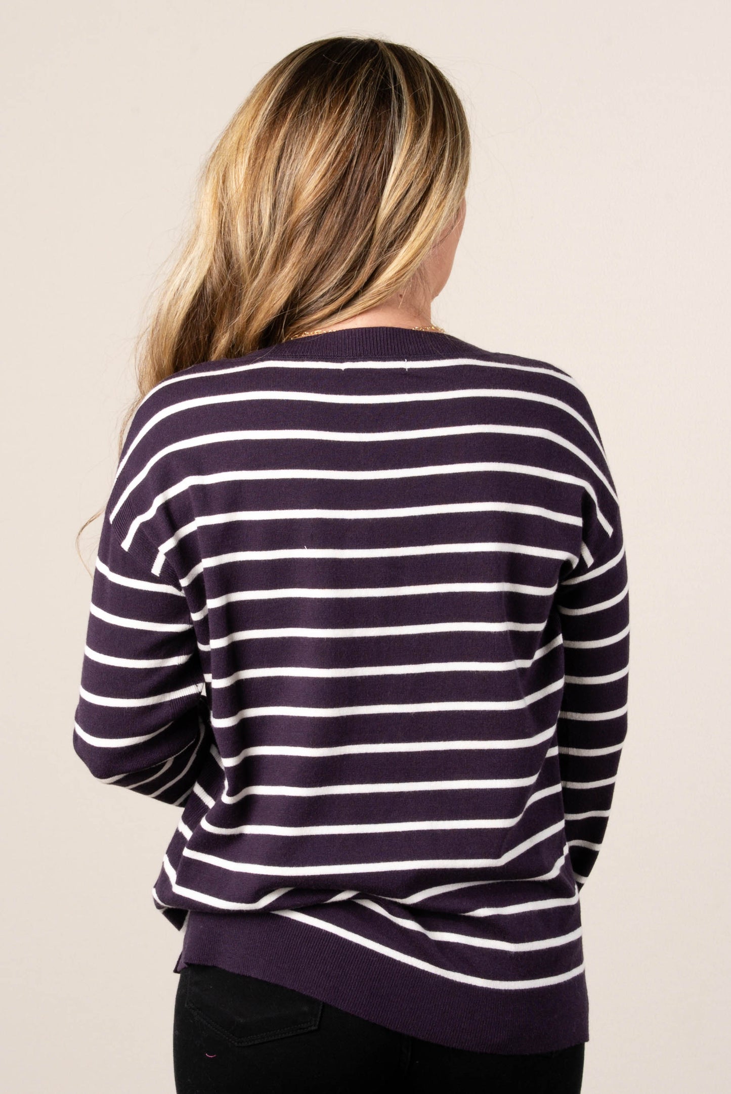 Molly Striped Top Stitch Sweater