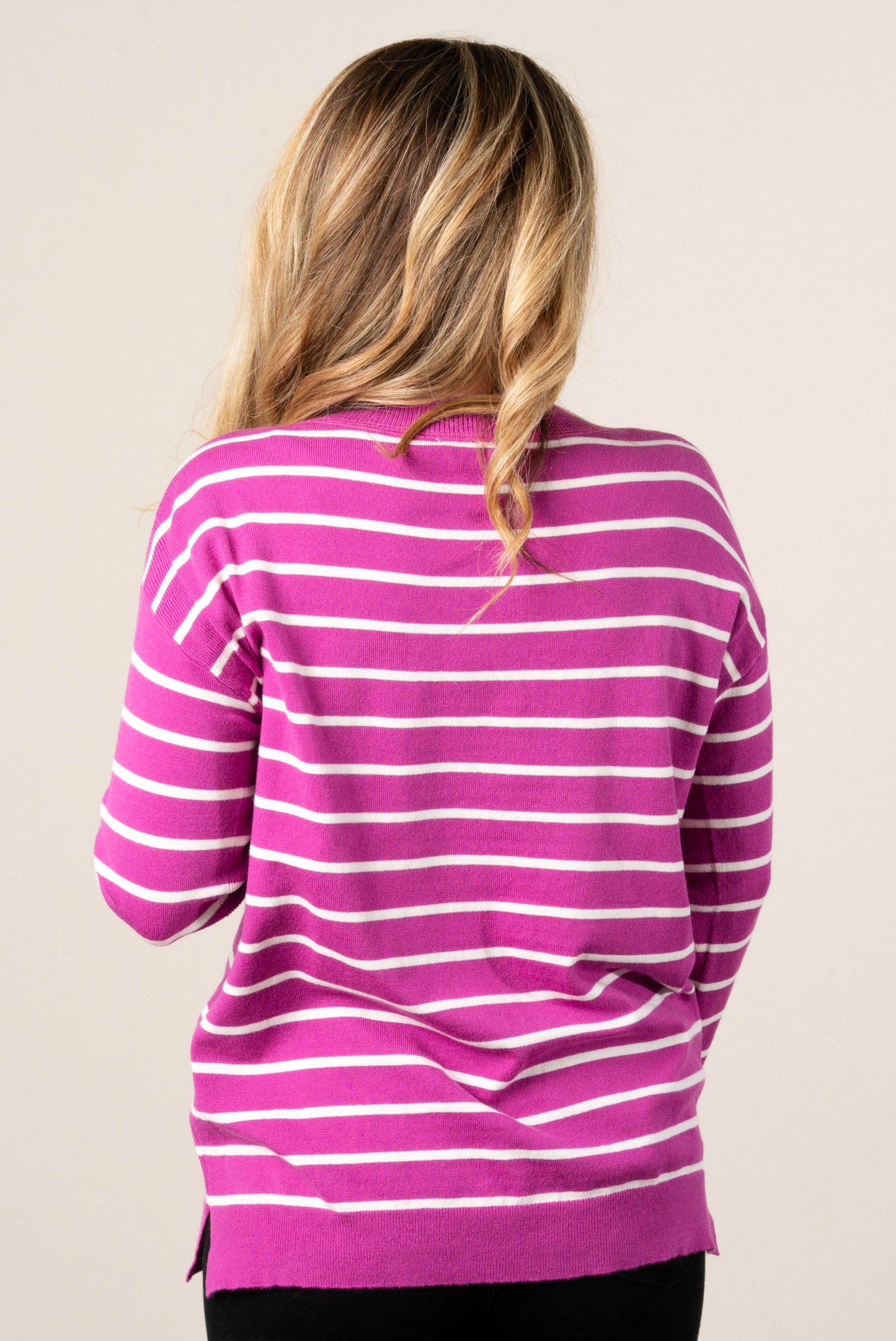 Molly Striped Top Stitch Sweater
