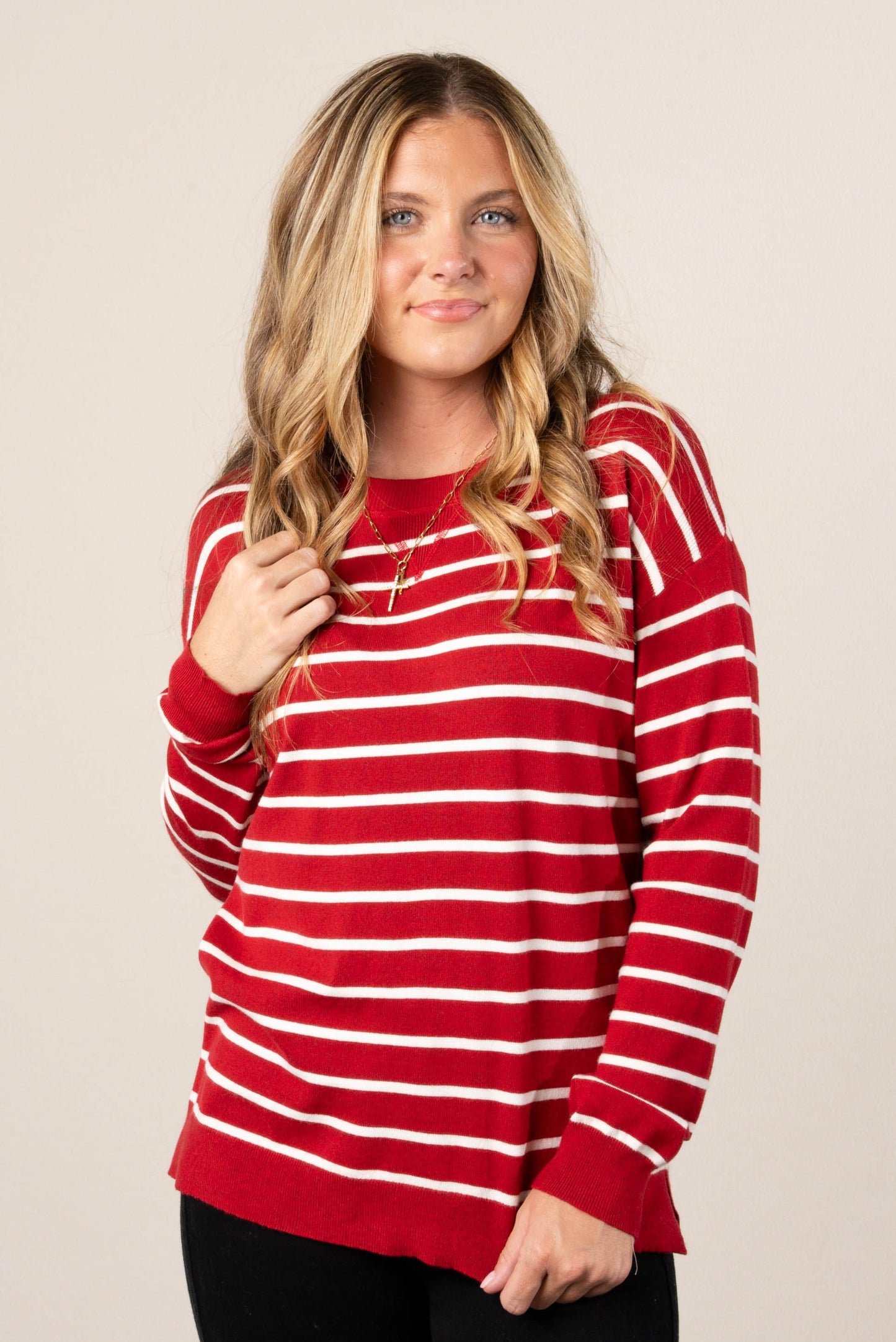 Molly Striped Top Stitch Sweater