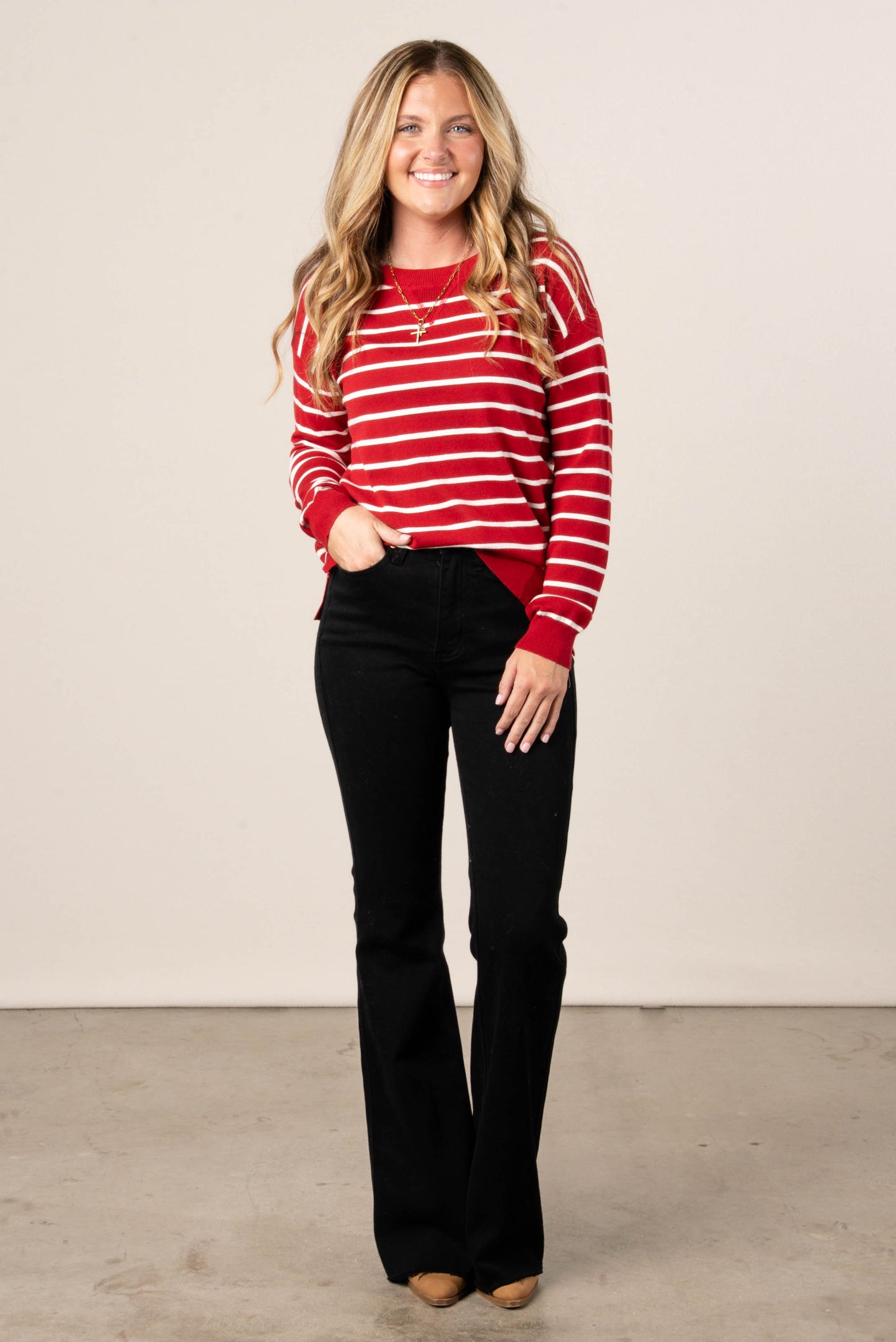 Molly Striped Top Stitch Sweater