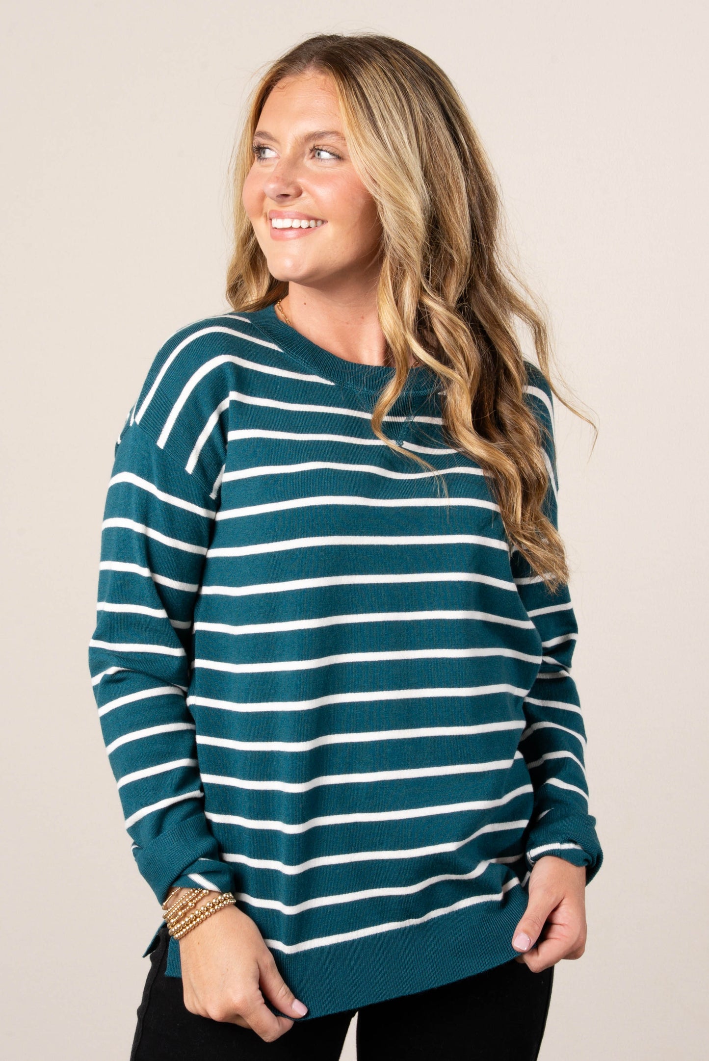 Molly Striped Top Stitch Sweater