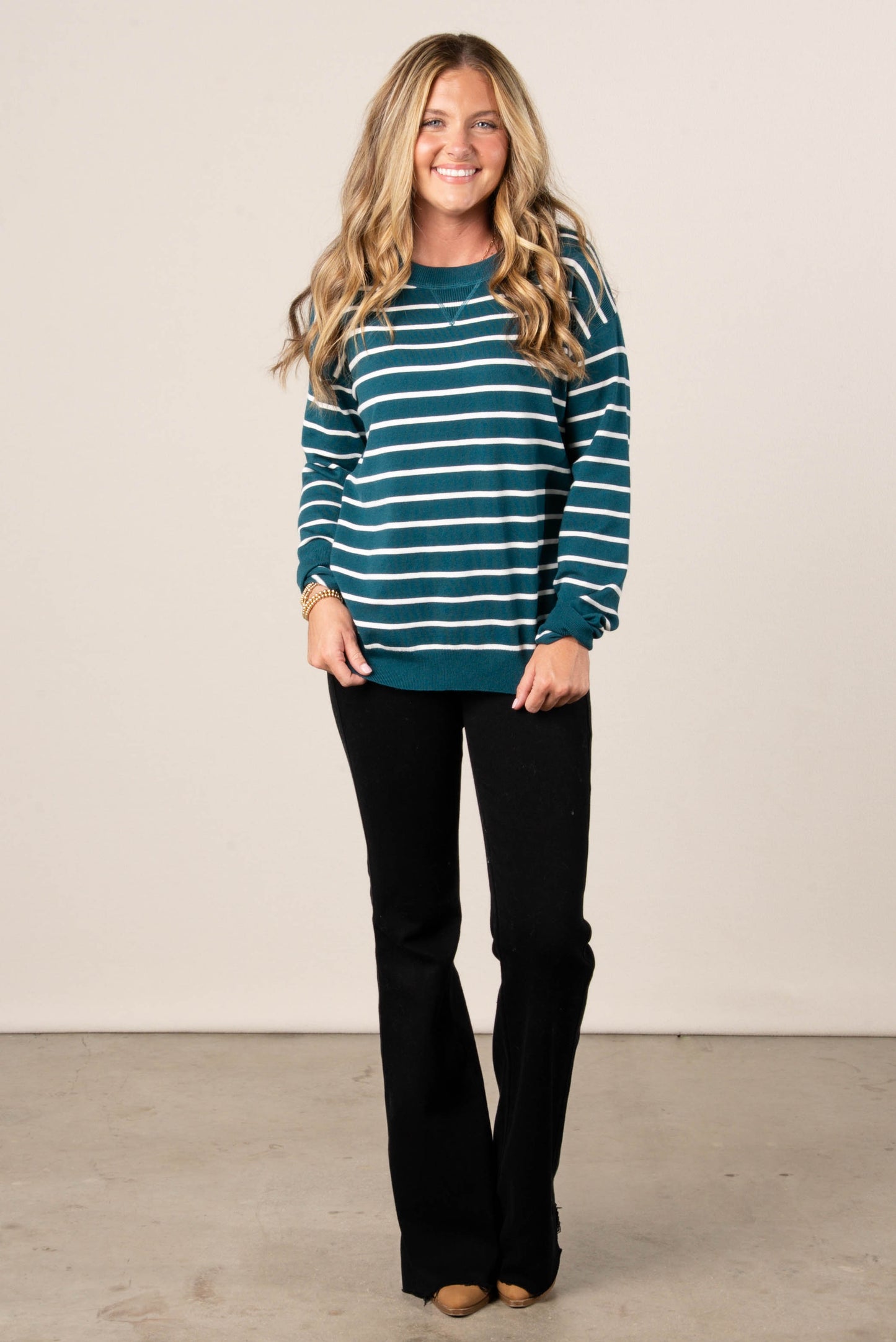 Molly Striped Top Stitch Sweater