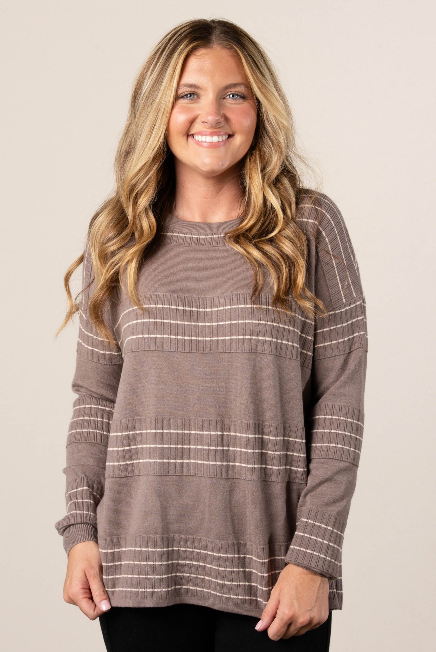 Palmer Stitch Striped Sweater