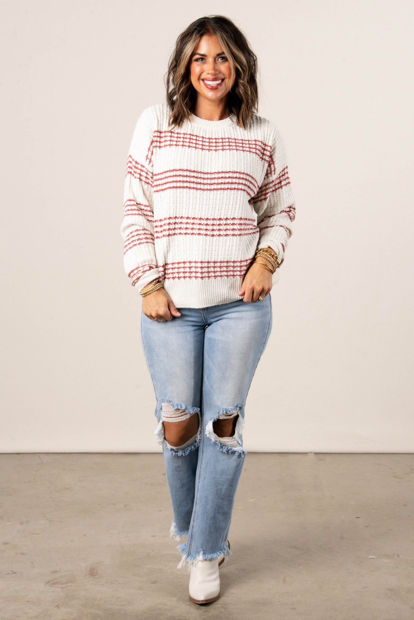 Maggie Textured Stripe Sweater