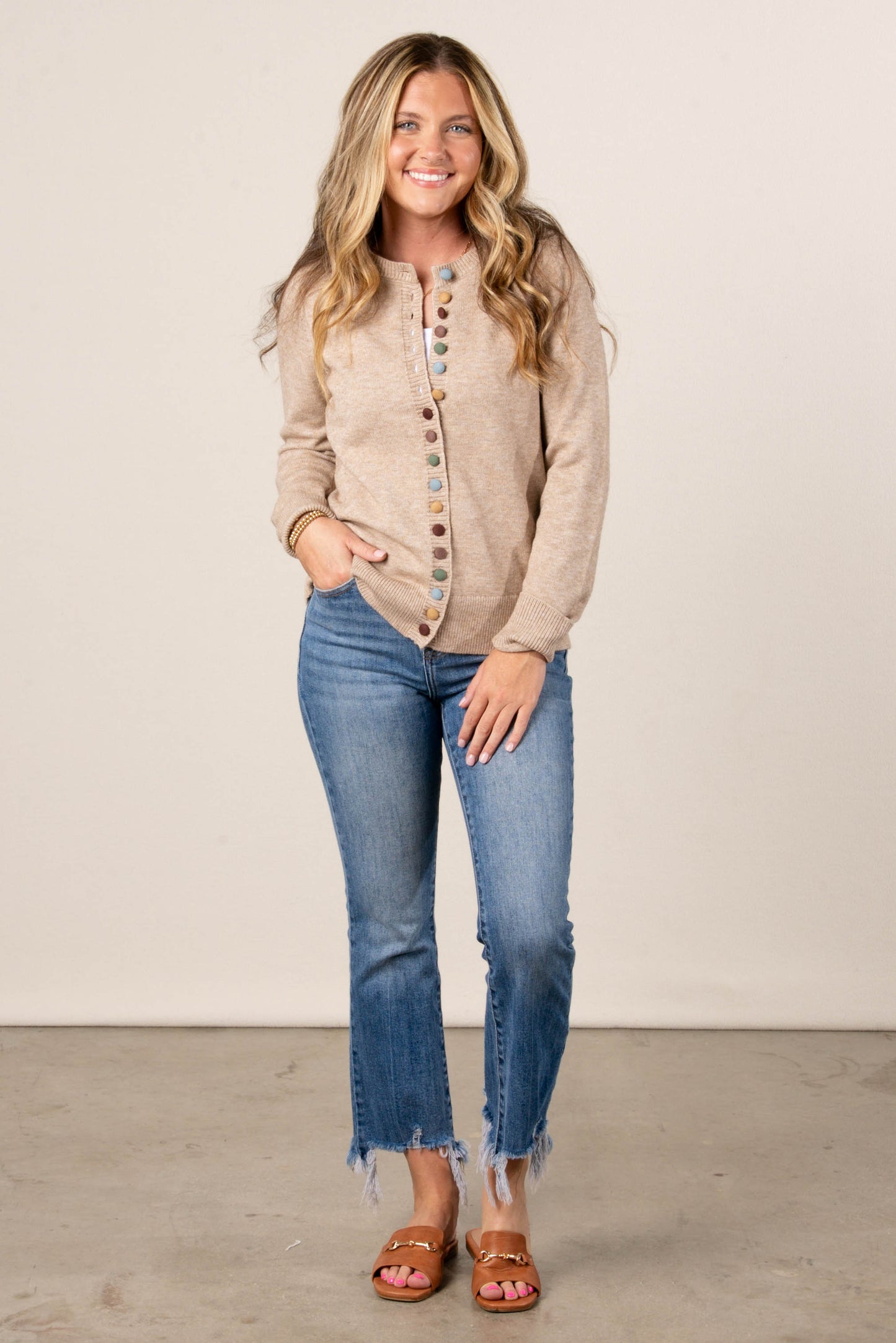 Stephanie Rainbow Buttons Sweater Cardigan