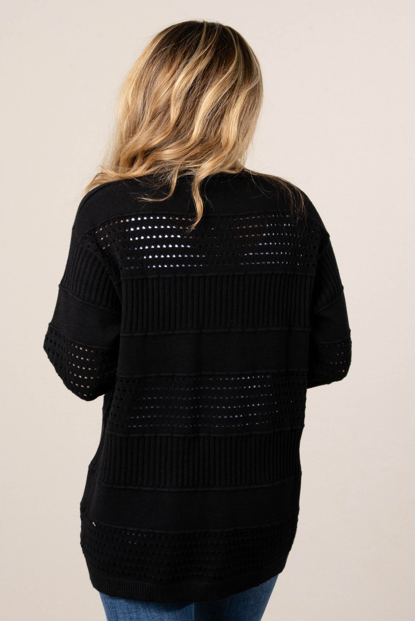 Makenna Pointelle Knit Sweater Cardigan