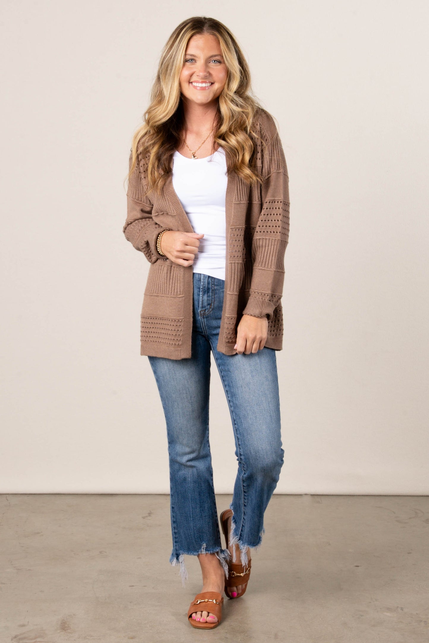 Makenna Pointelle Knit Sweater Cardigan
