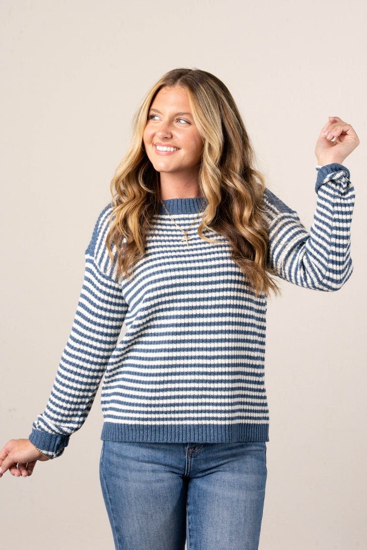 Ellie Striped Boat Neck Sweater